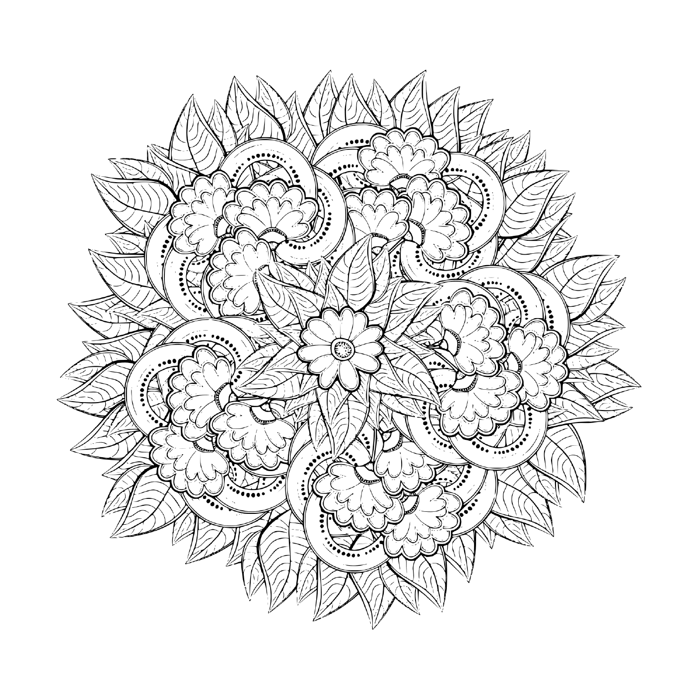  Un mandala floral pour adultes 