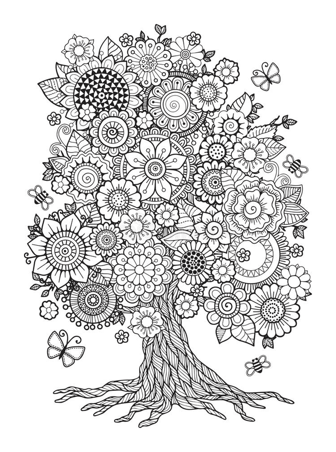   Un arbre avec des fleurs printanières 