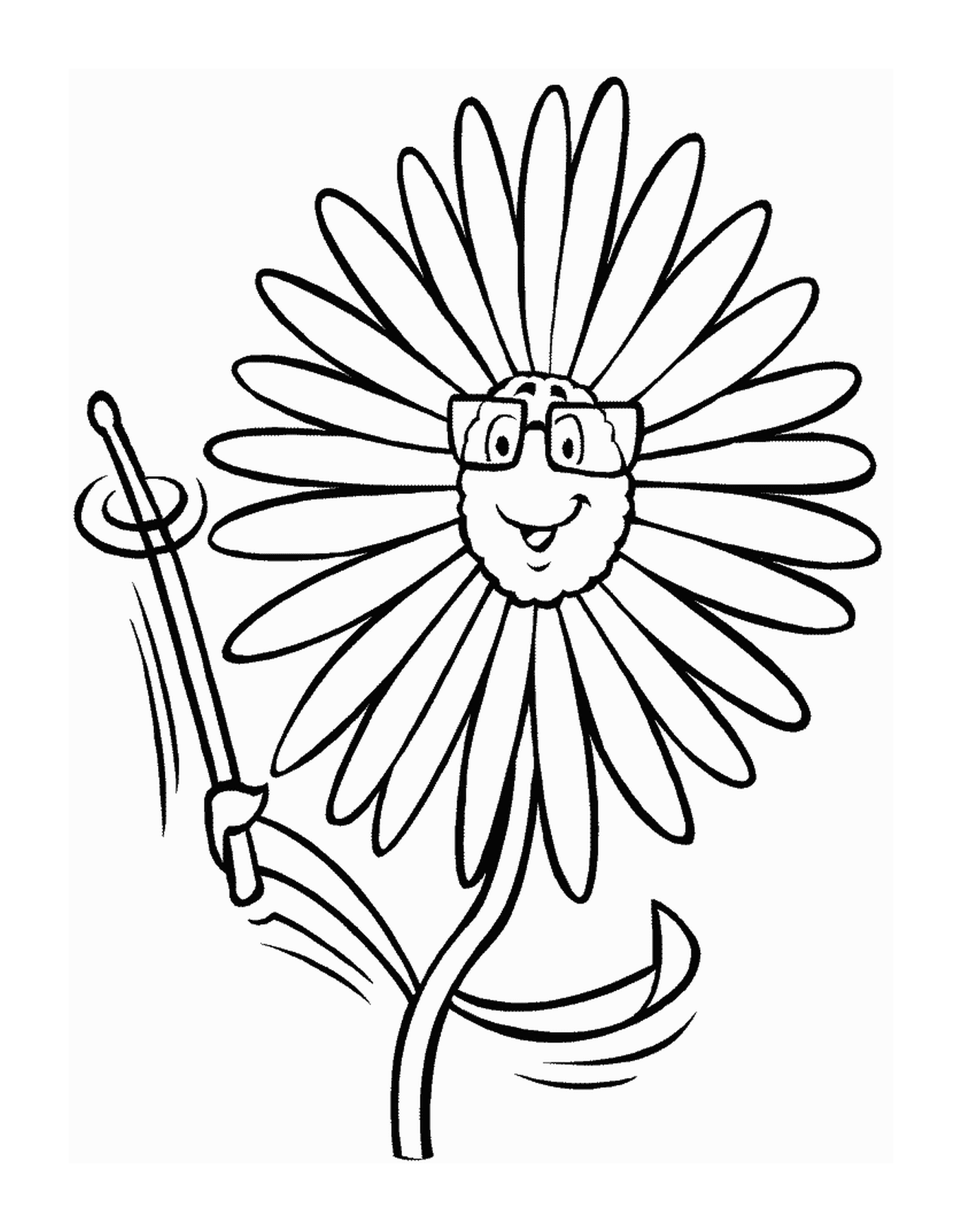   Une fleur avec des lunettes souriantes 