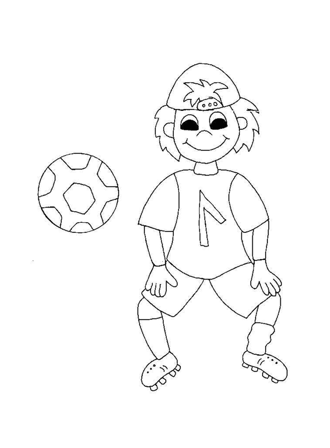   Un enfant souriant joue au foot 