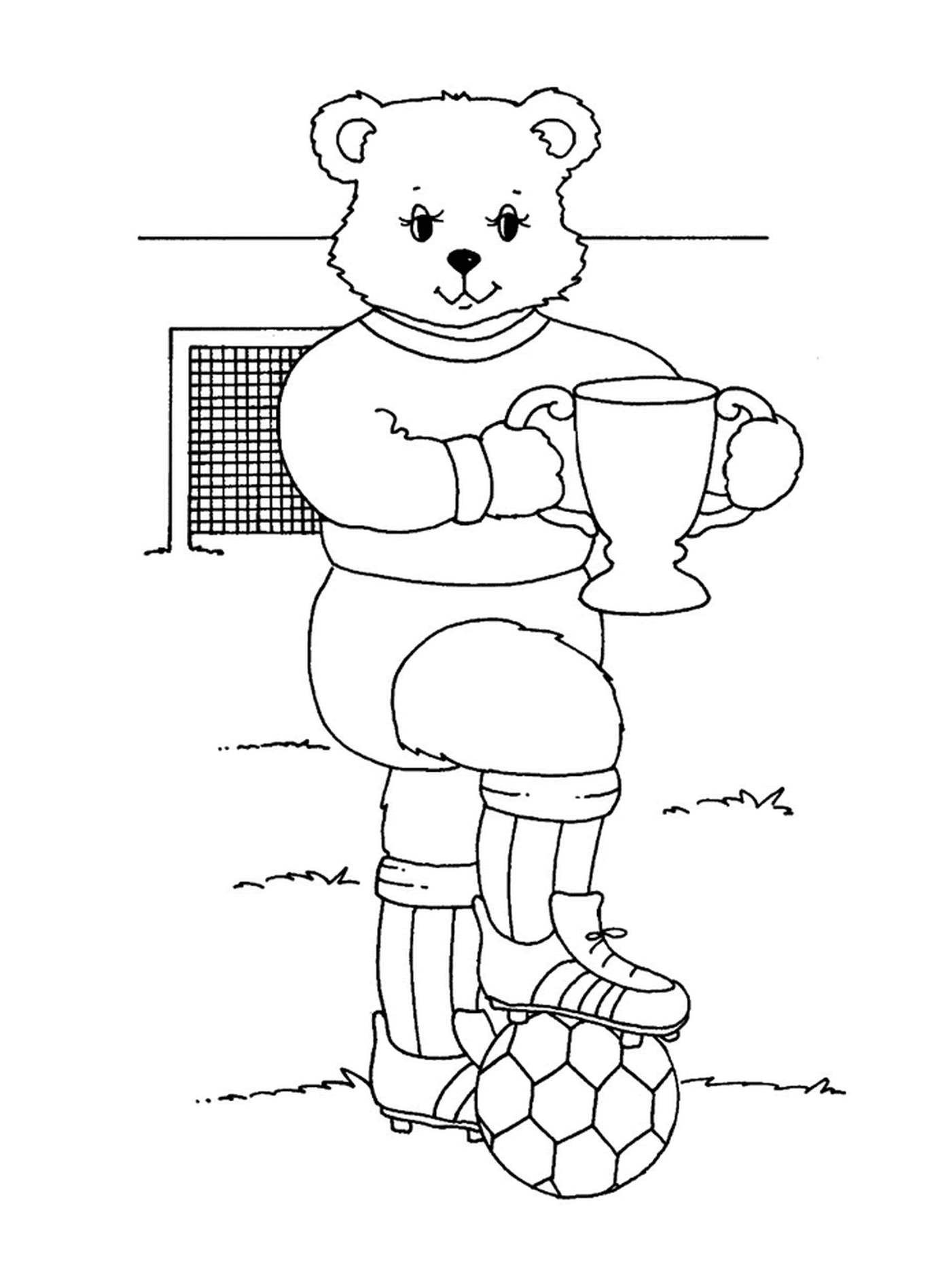   Un ours qui joue au foot 