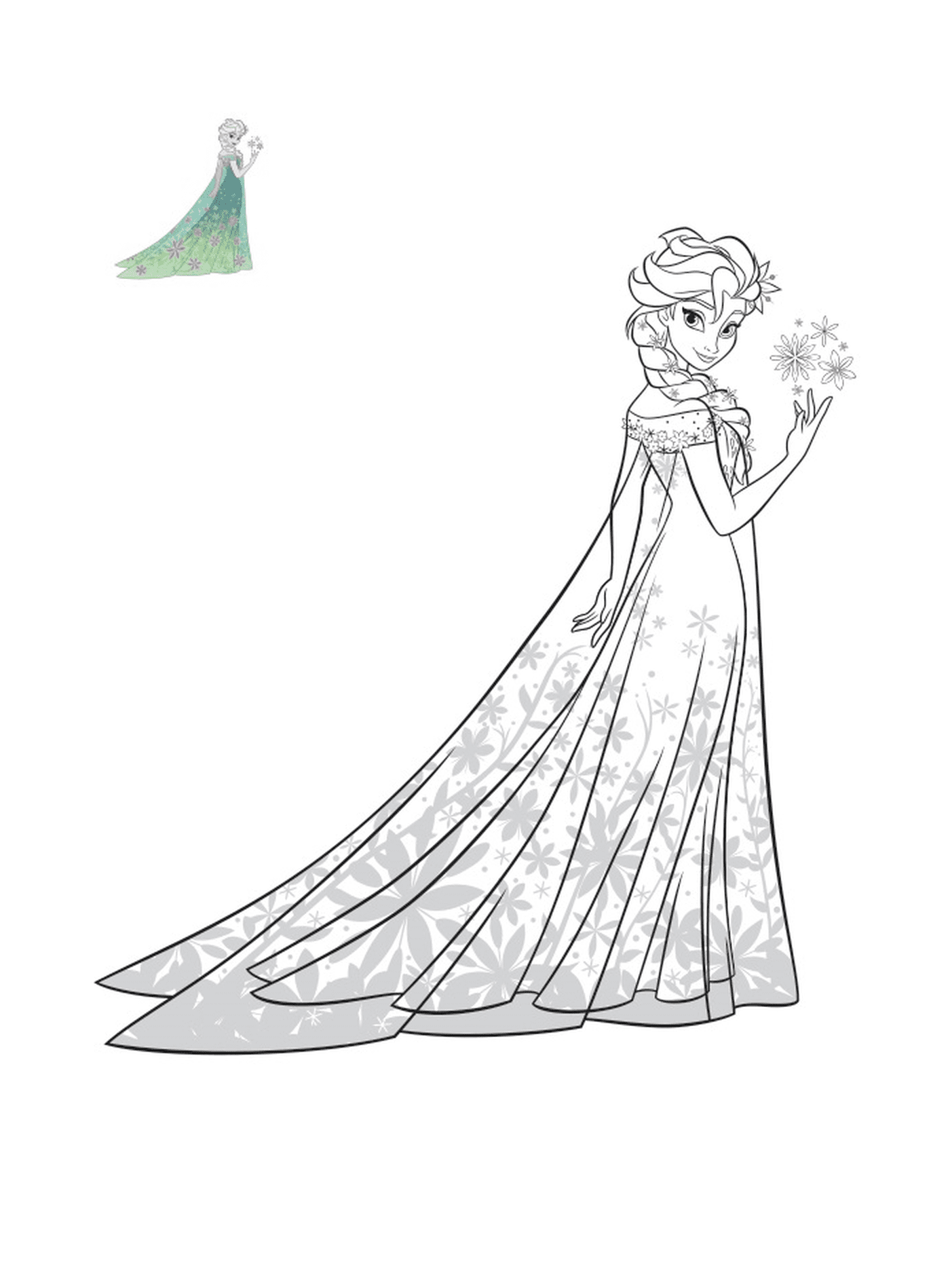   Elsa, reine des neiges, en robe exotique 
