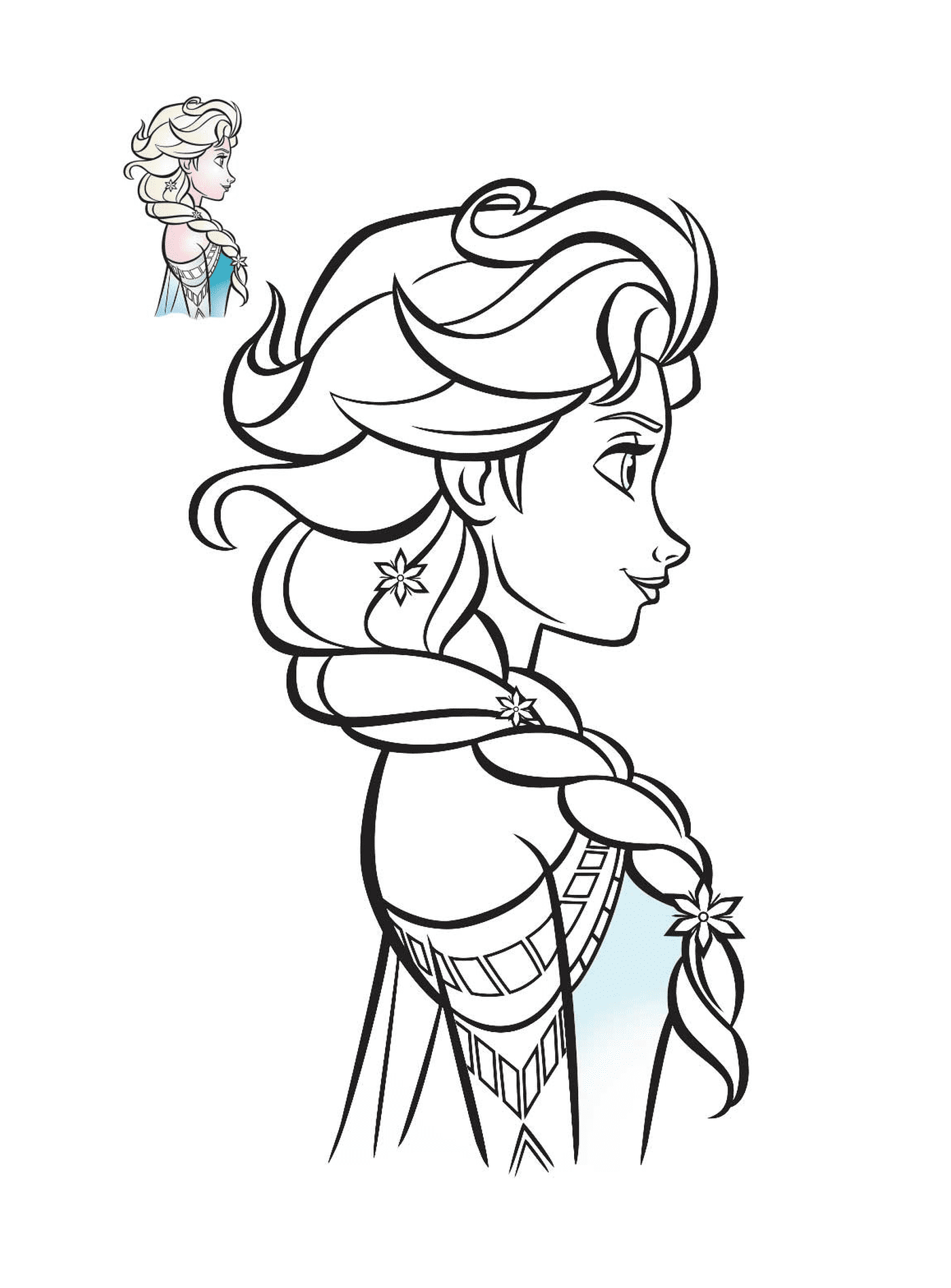   Elsa, reine des neiges, de profil 