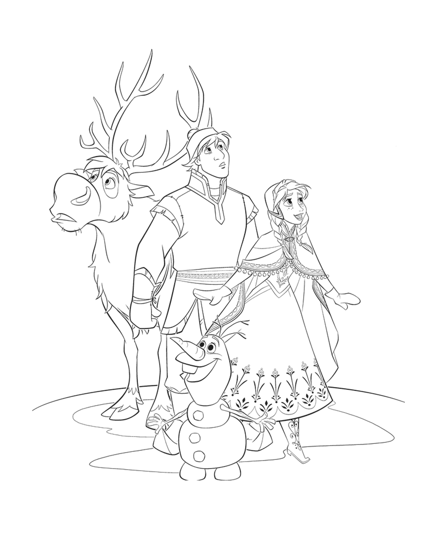   Anna, Reine des Neiges, avec Olaf et Kristoff 