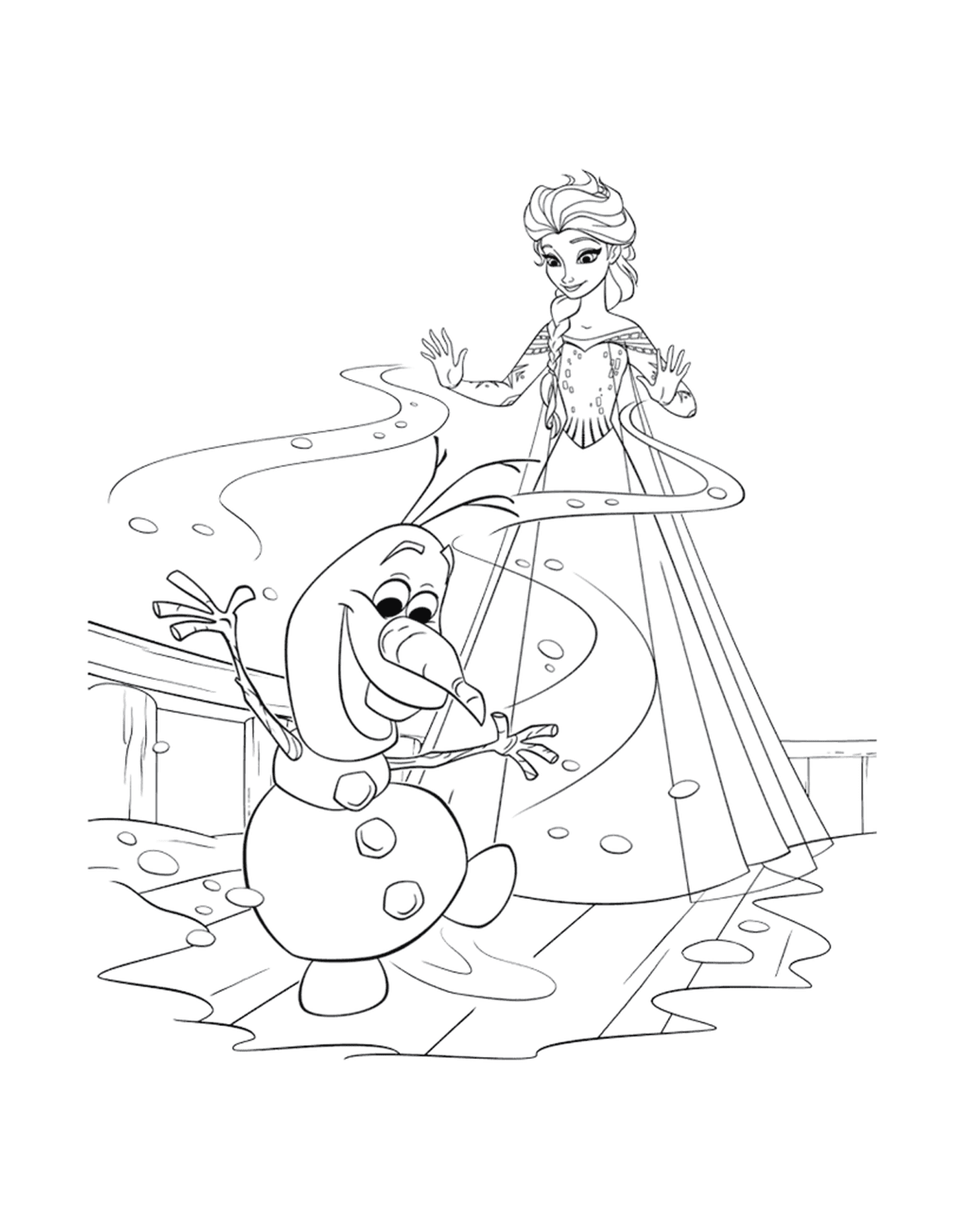   Elsa avec Olaf qui a froid 