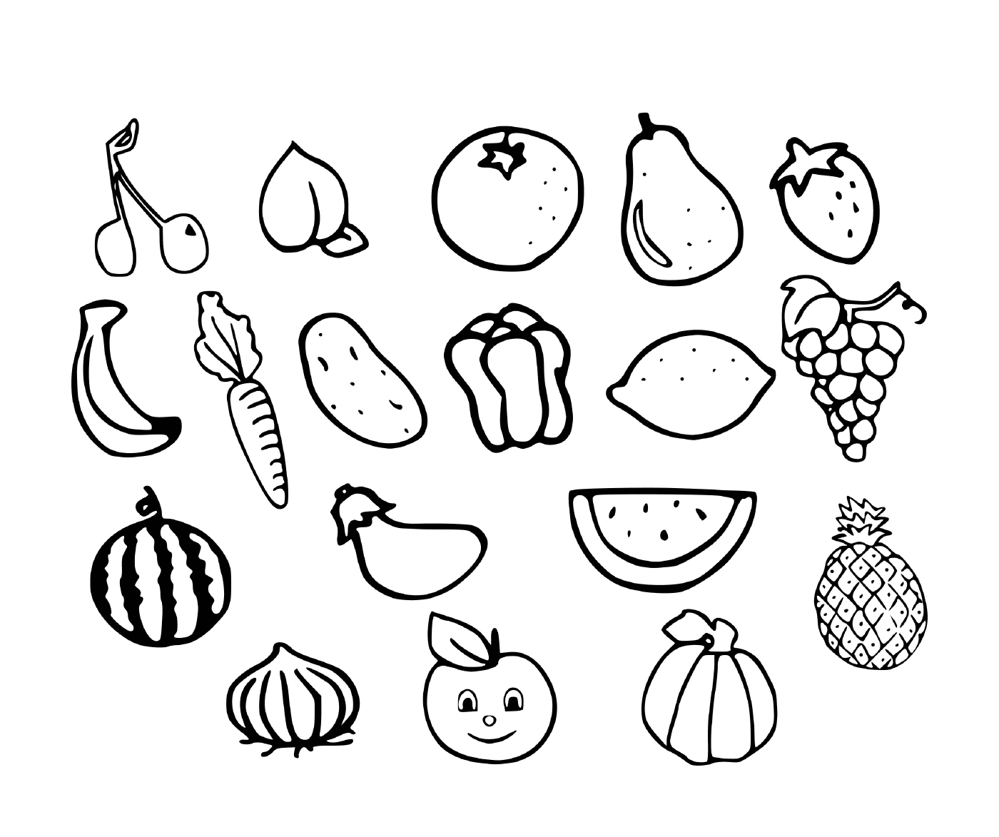   Fruits et légumes dessinés 