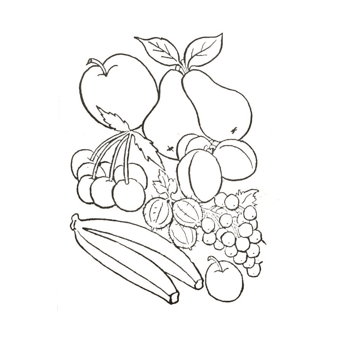   différents fruits sur fond blanc 