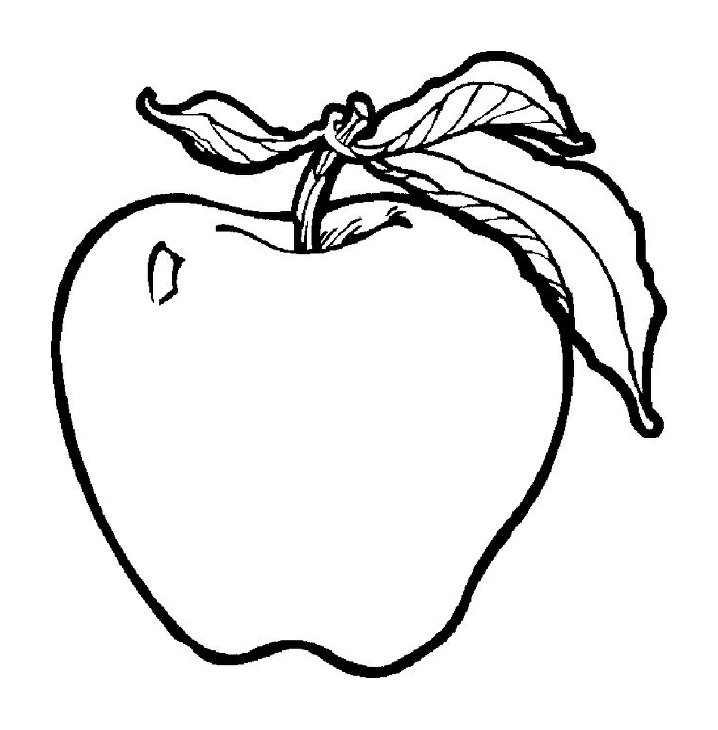   pomme croquante avec une feuille 