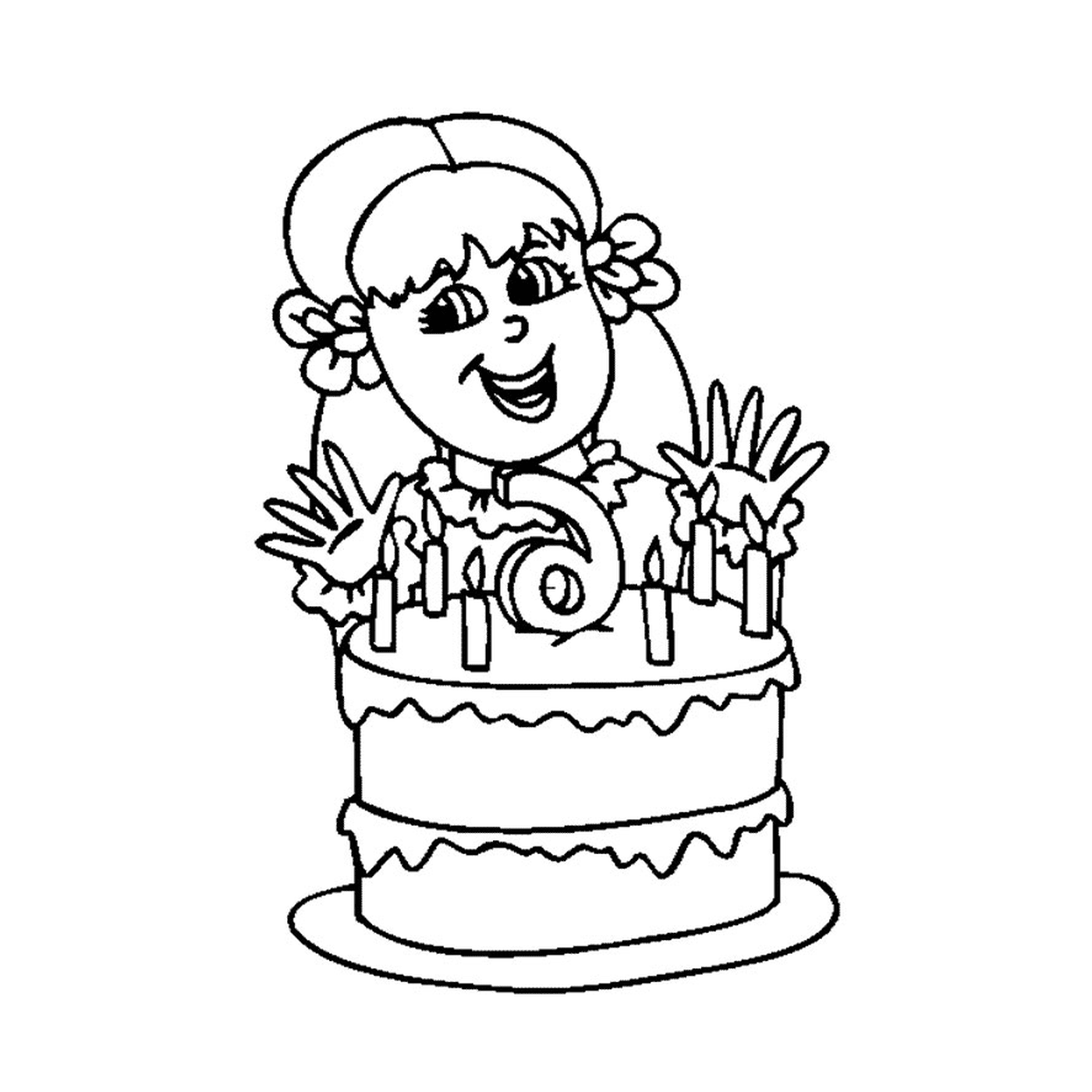   Une fille avec un gâteau d'anniversaire 