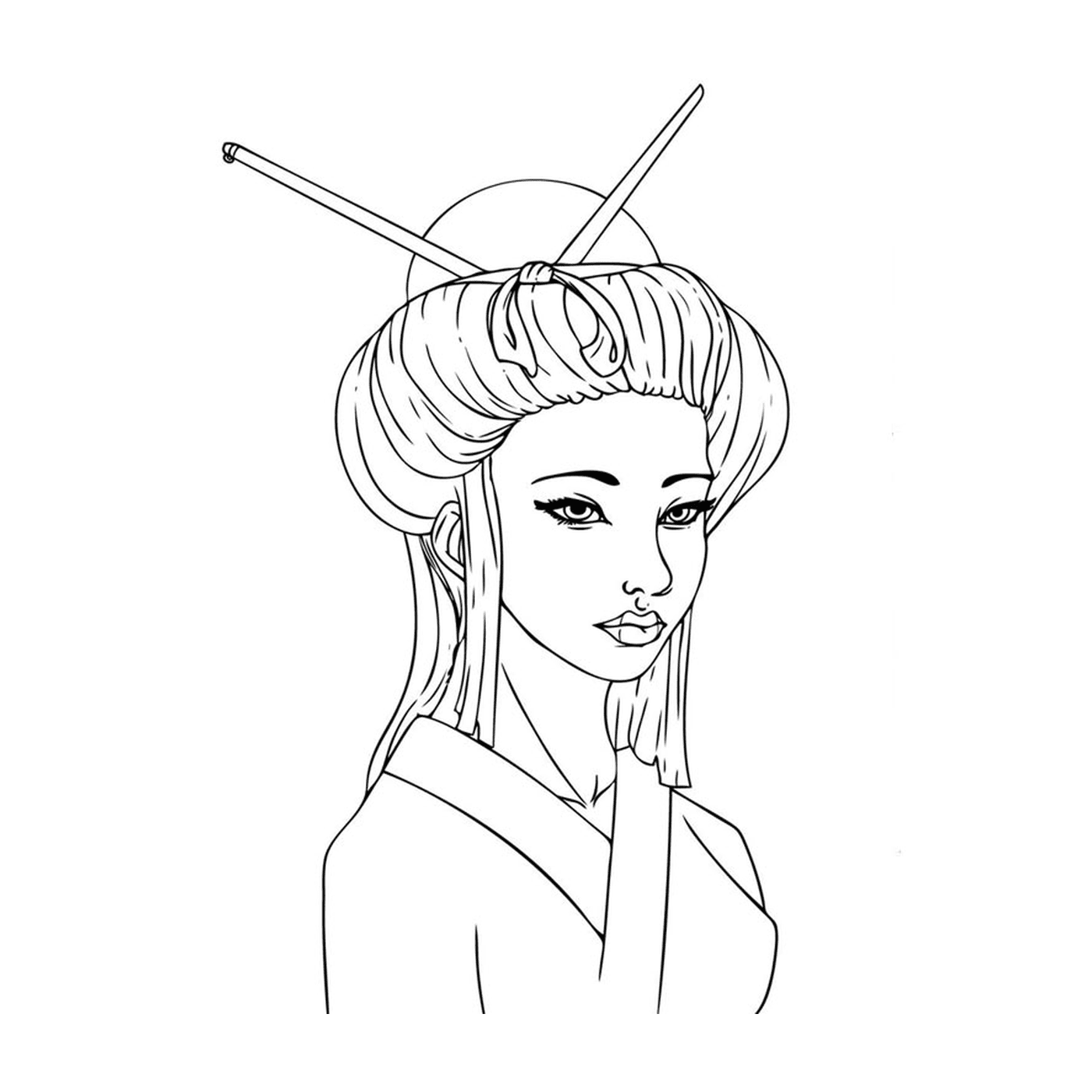   Une femme chinoise avec une coiffe 