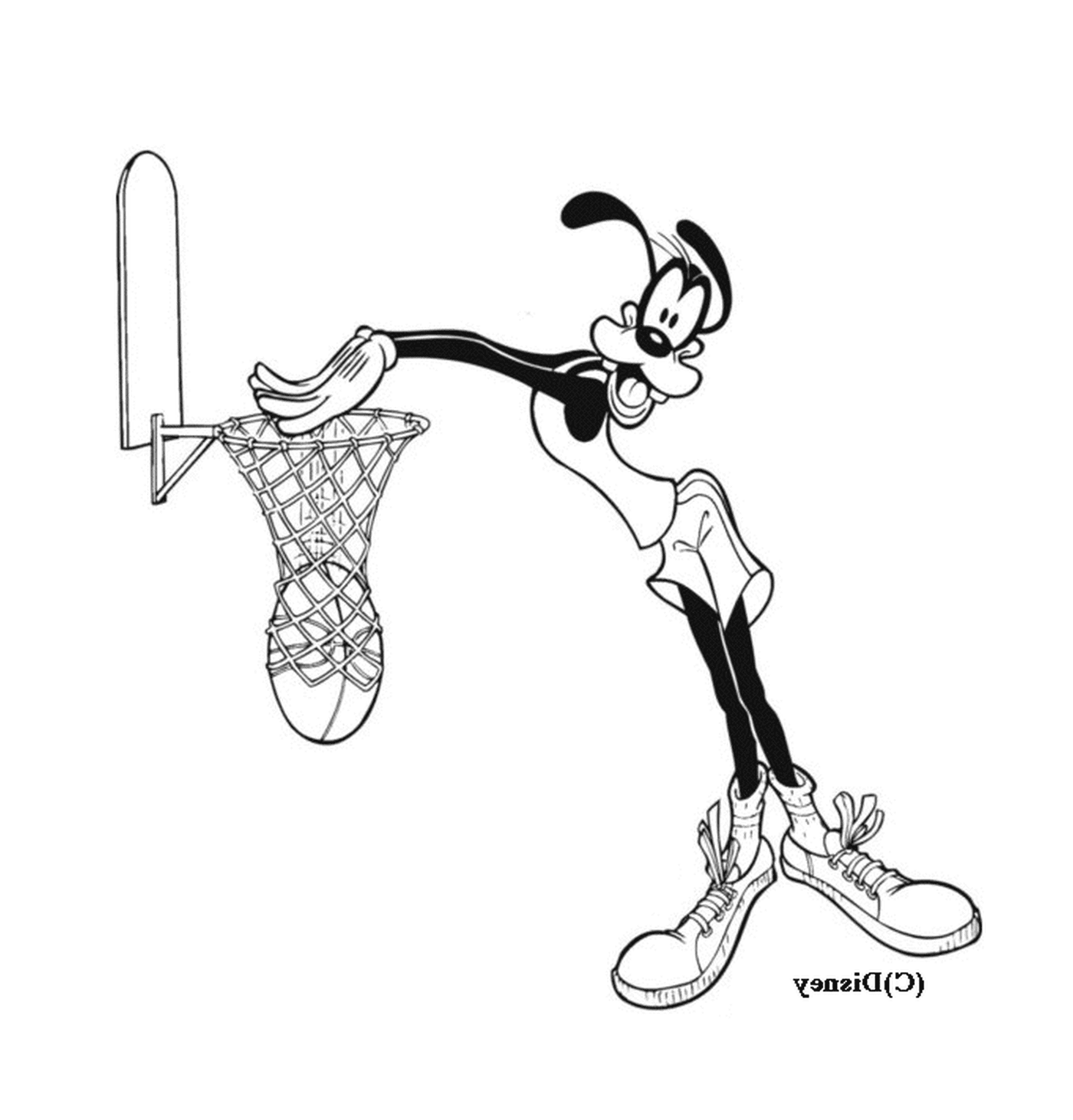   Dingo joue au basketball dans un dessin animé 