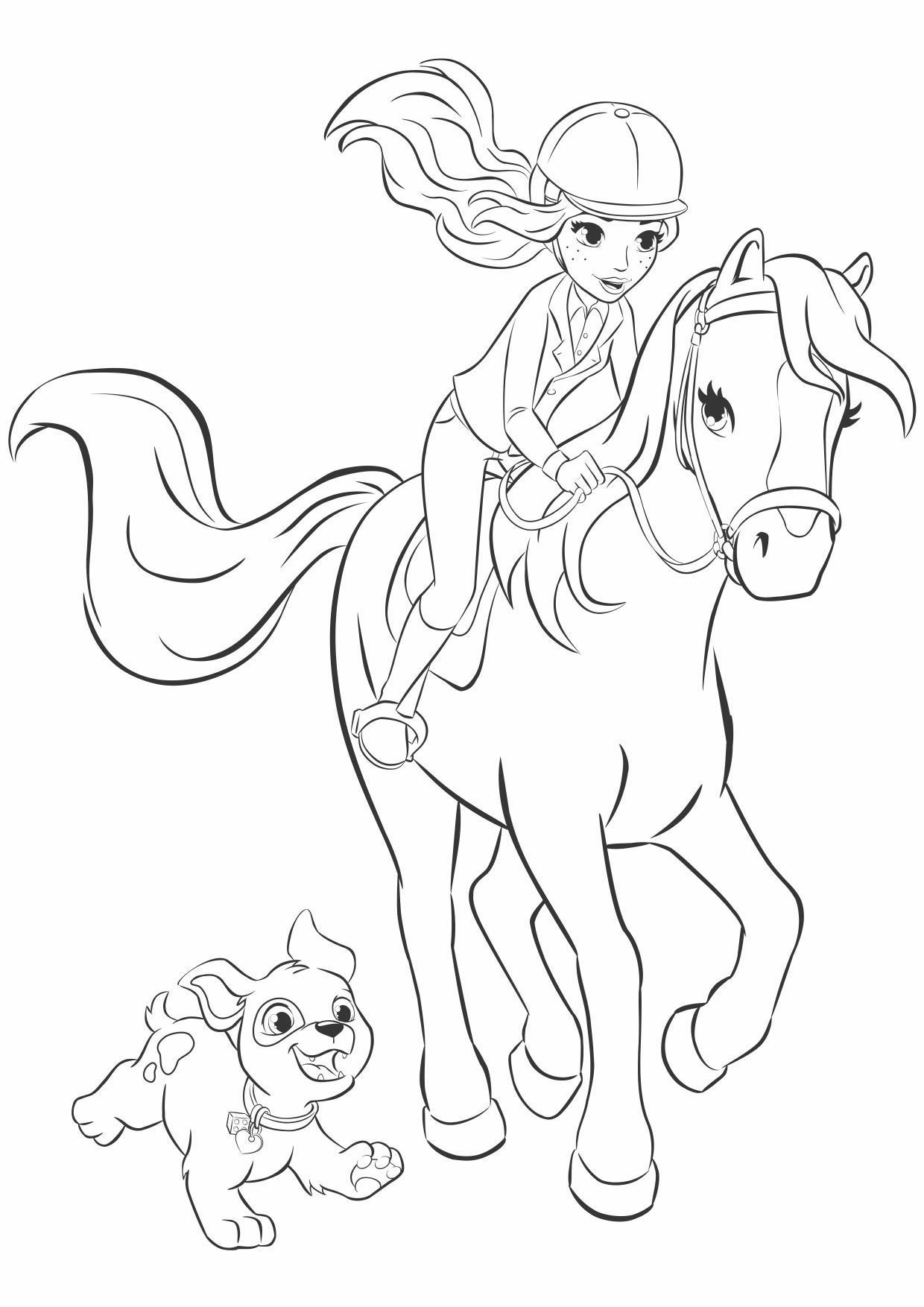   Amis Mia cheval, une fille à cheval avec un chien à ses côtés 