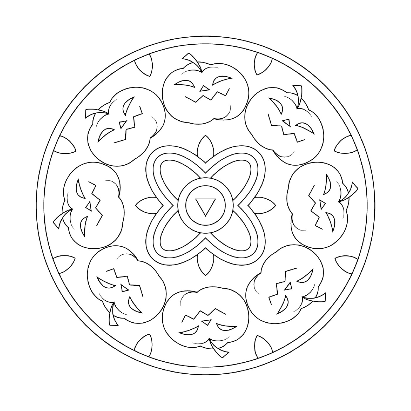   Mandala d'Halloween avec citrouilles 