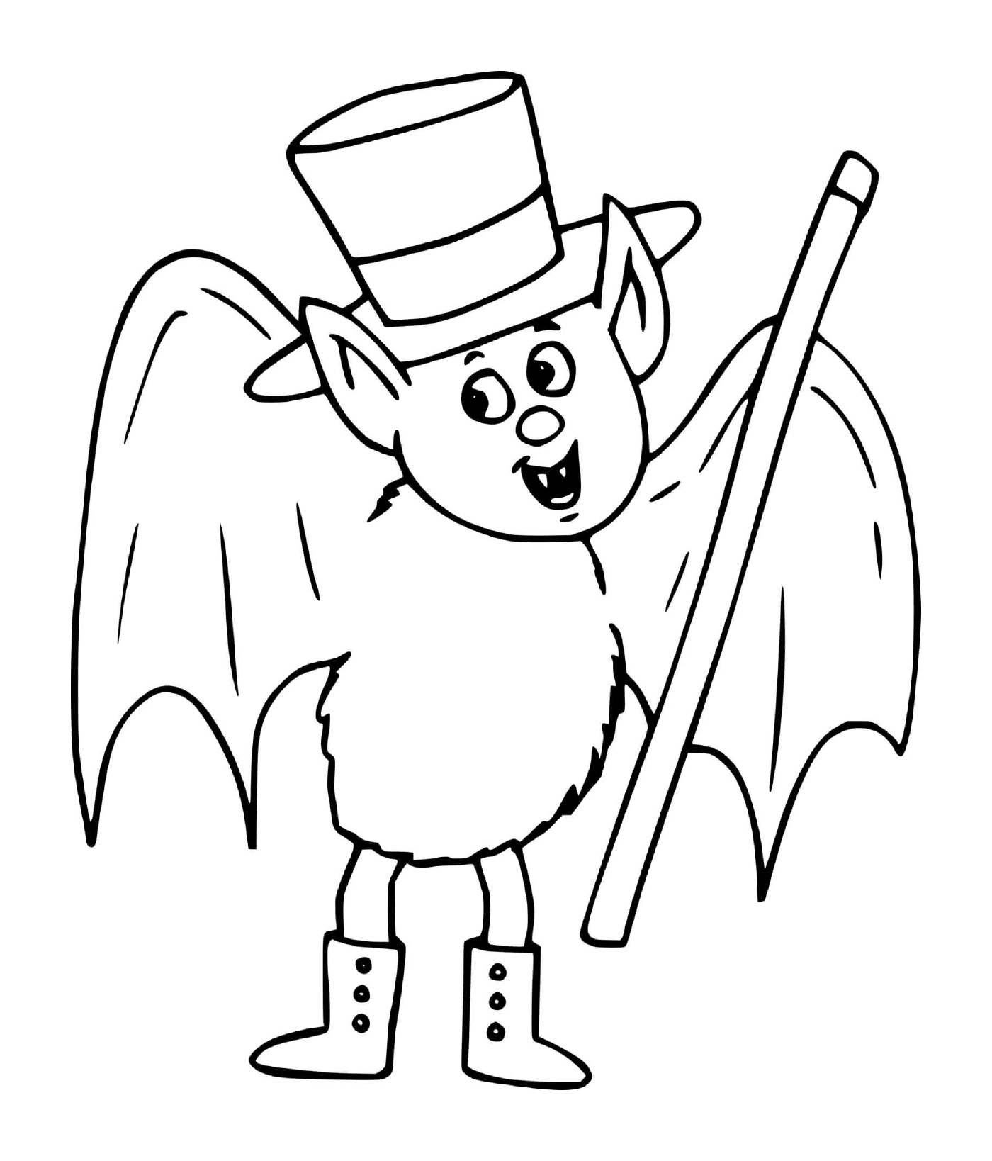   chauve-souris avec chapeau haut-de-forme ressemblant à un magicien 