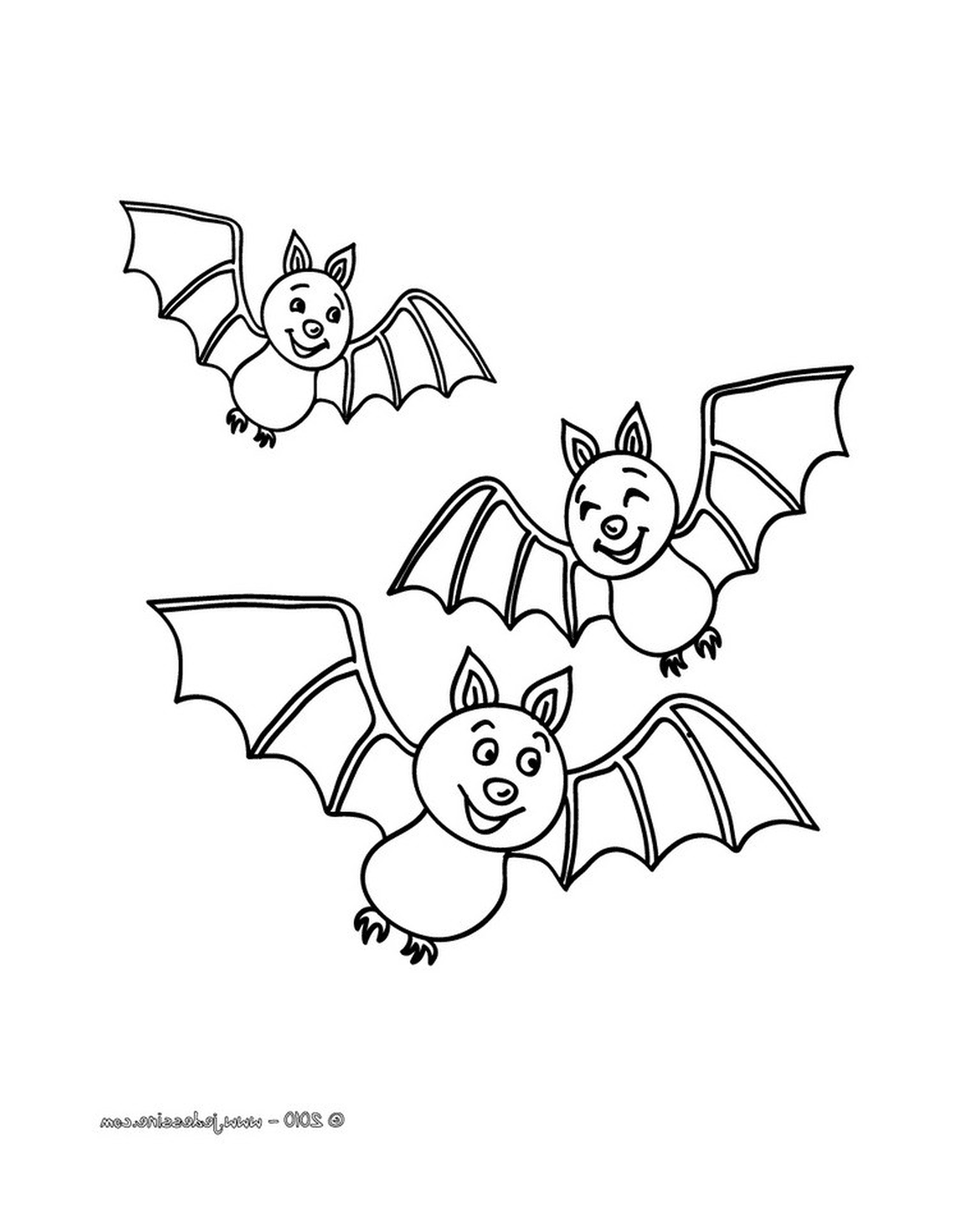   groupe de trois chauve-souris volantes pour Halloween 