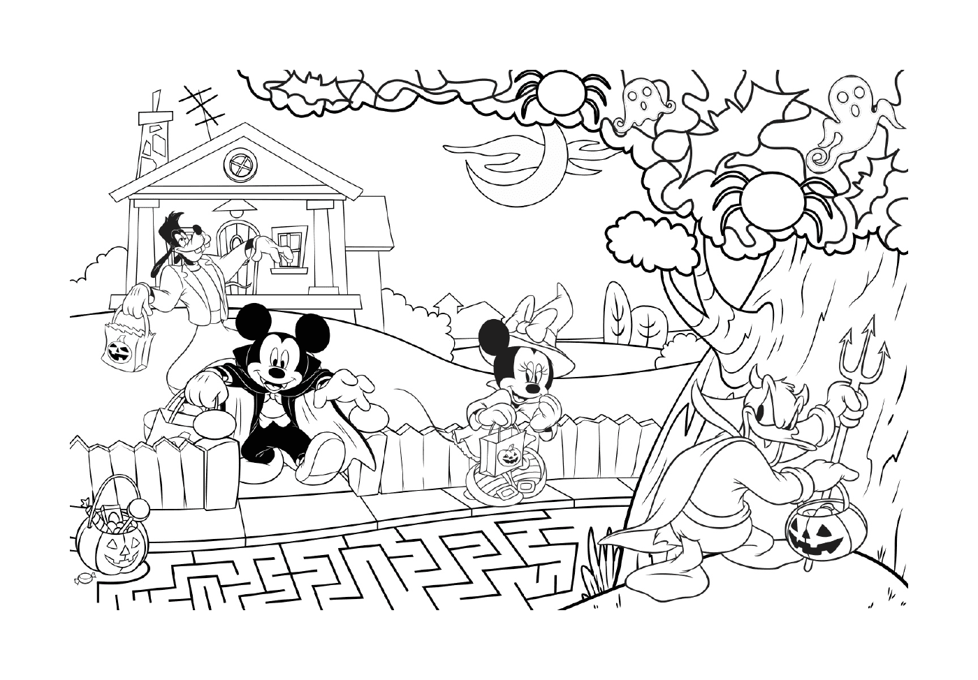   Mickey et Minnie dans une maison hantée 