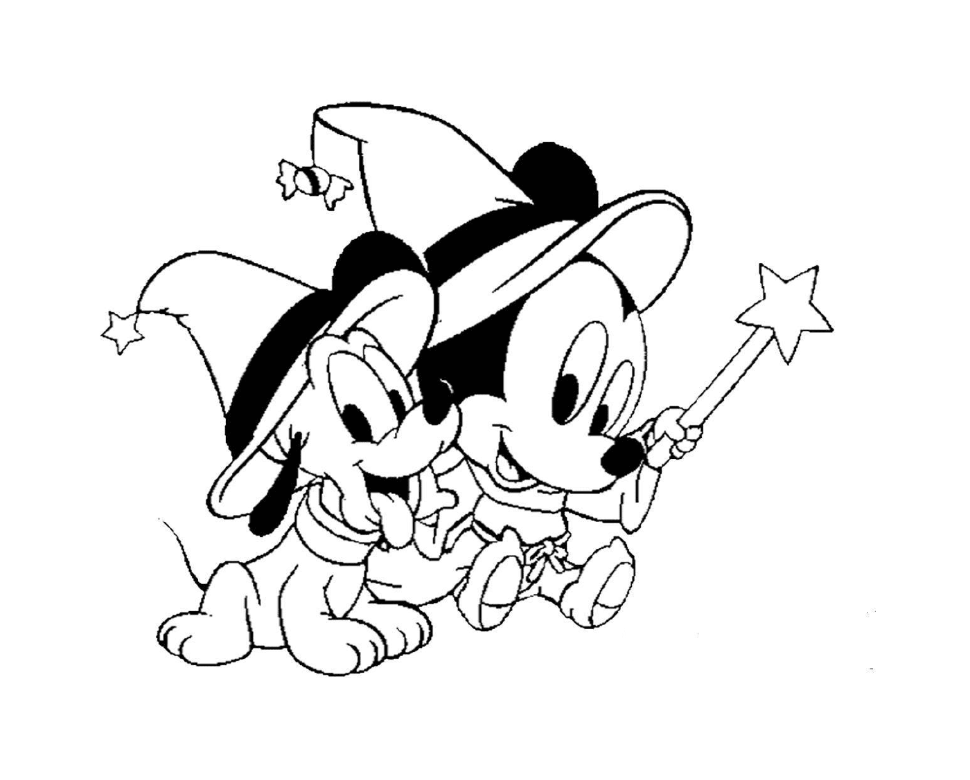   Bébé Mickey et Pluto en Halloween 