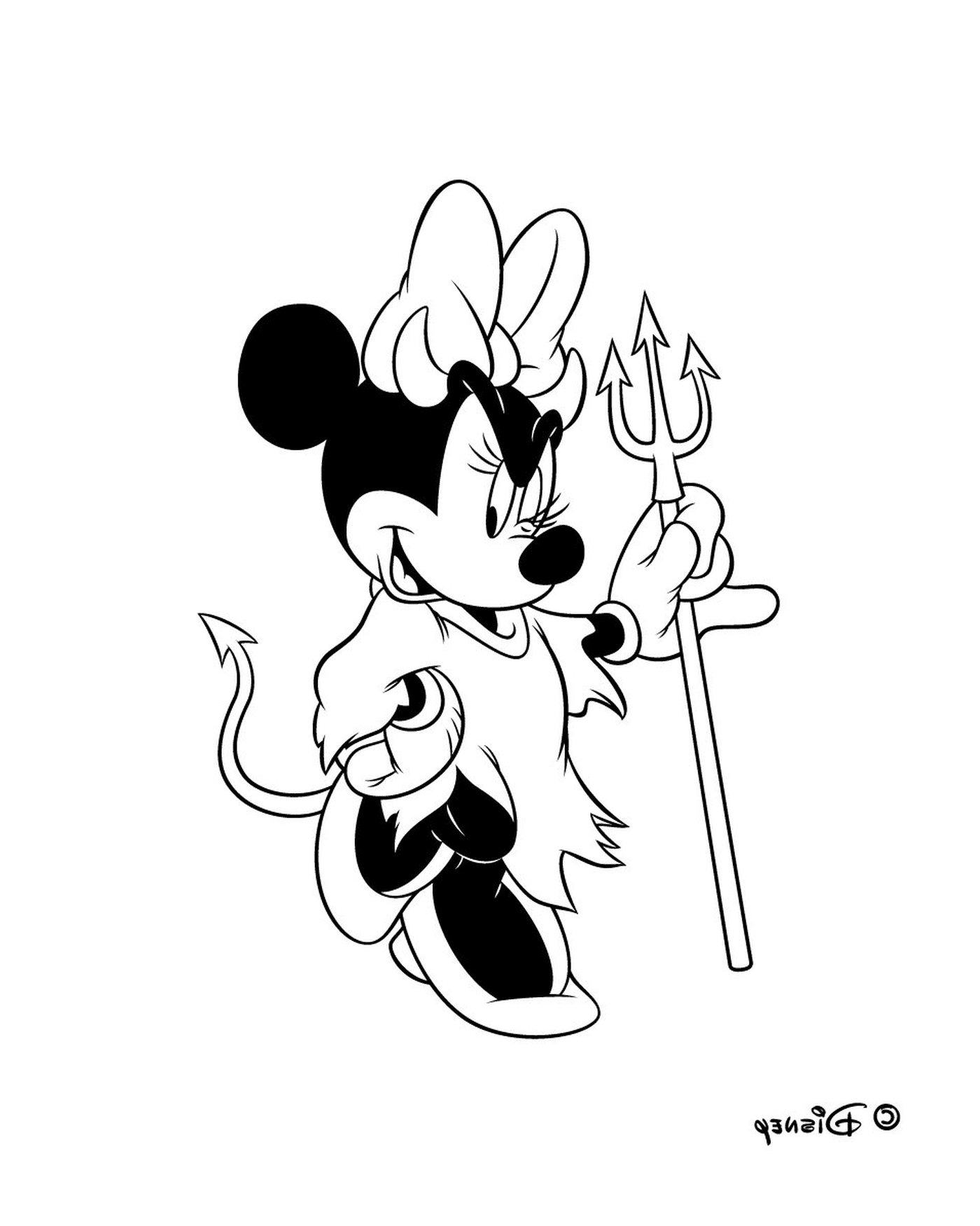   Minnie avec une fourche en Halloween 