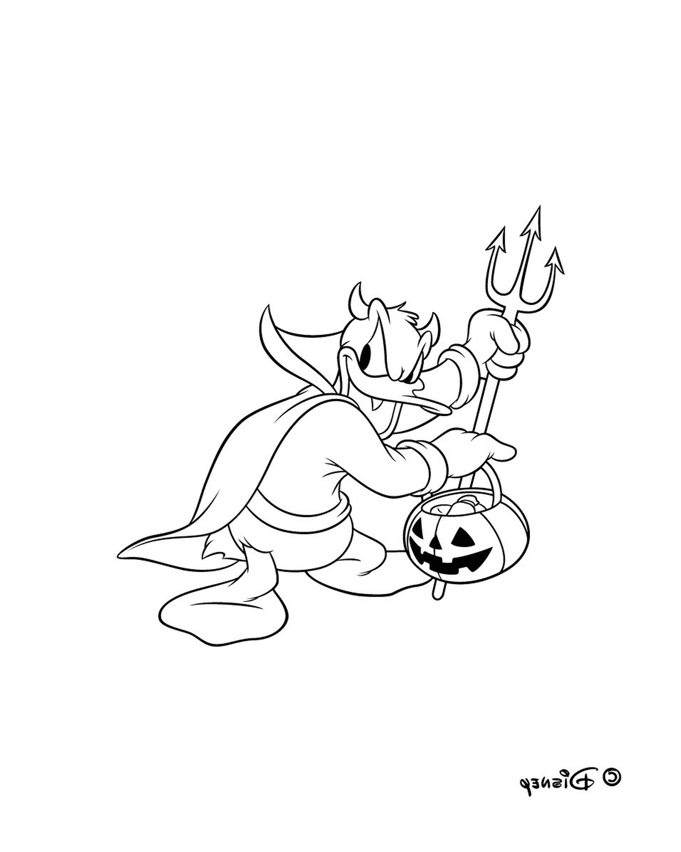   Donald avec une fourche en Halloween 