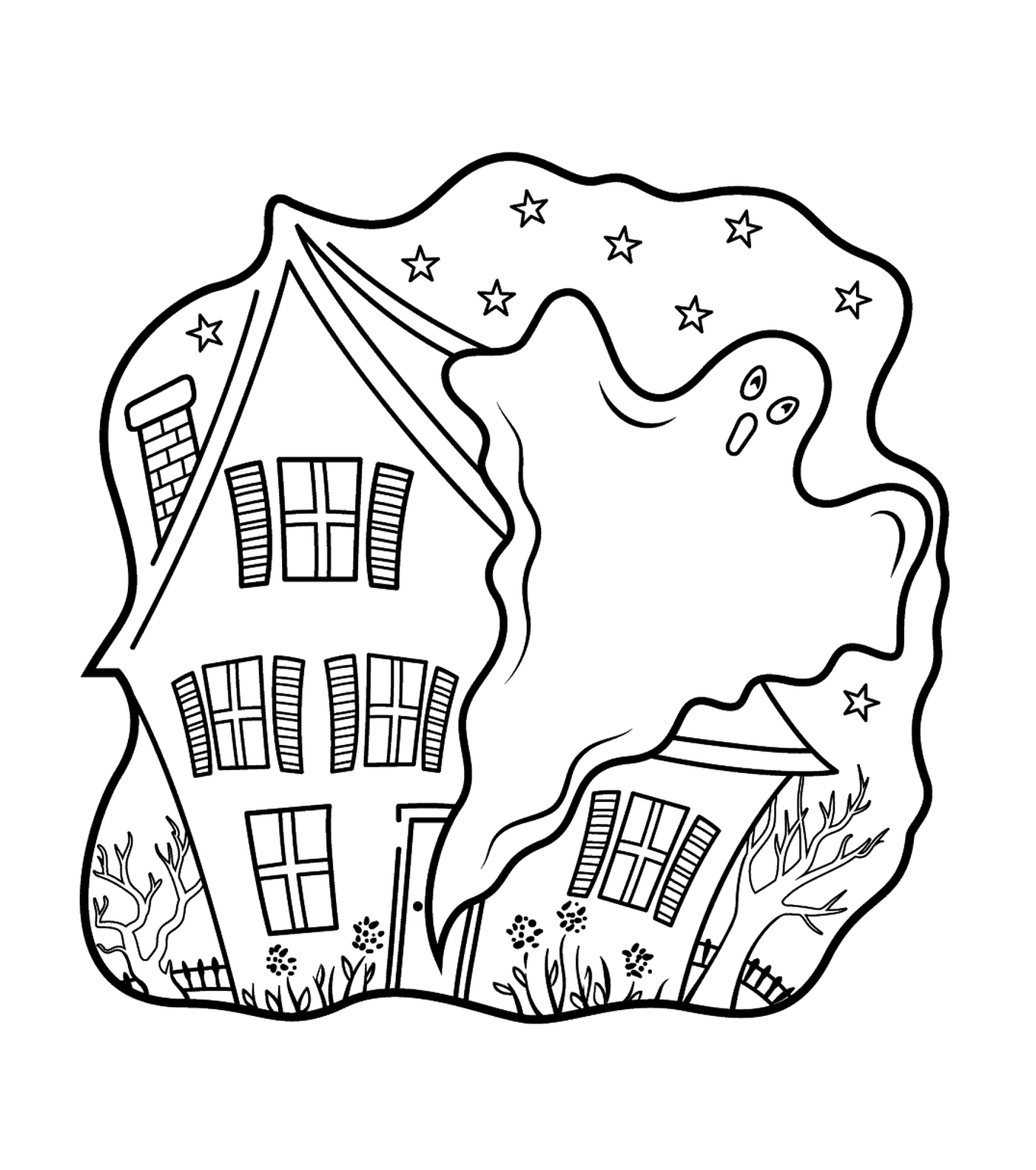   Maison hantée avec un fantôme 