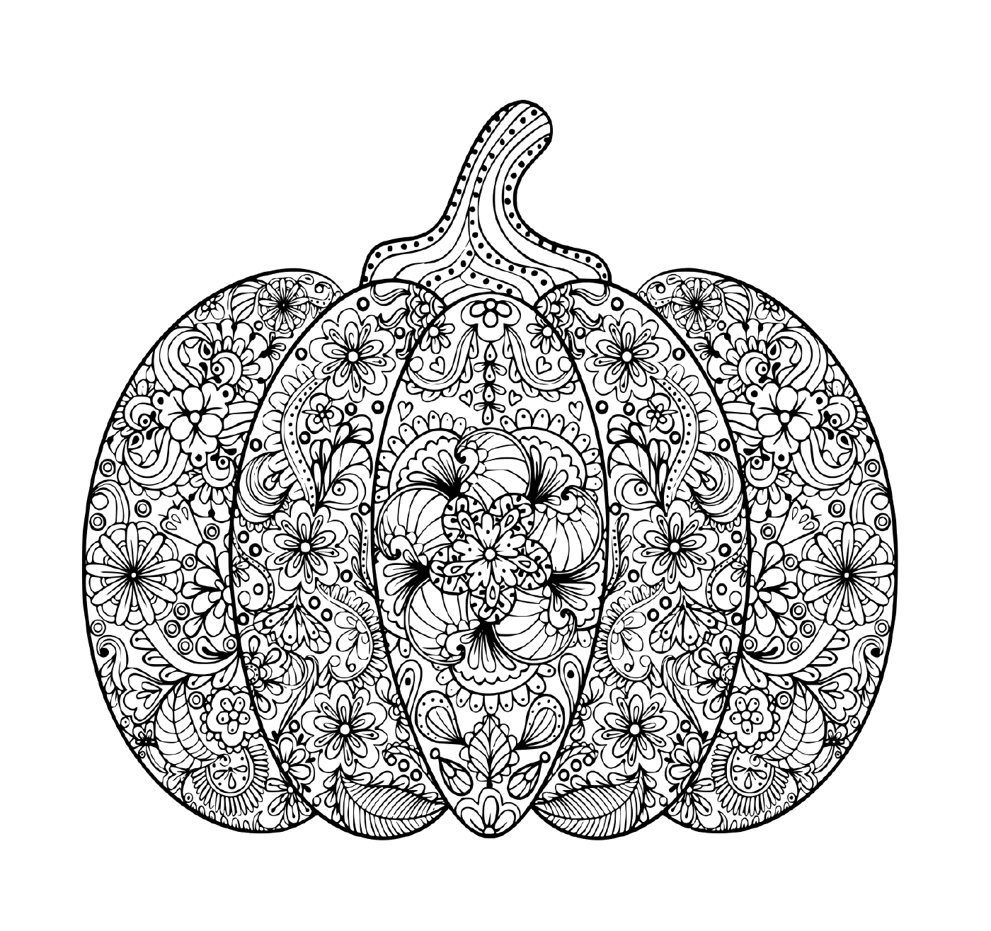   Citrouille Halloween zentangle pour adultes 