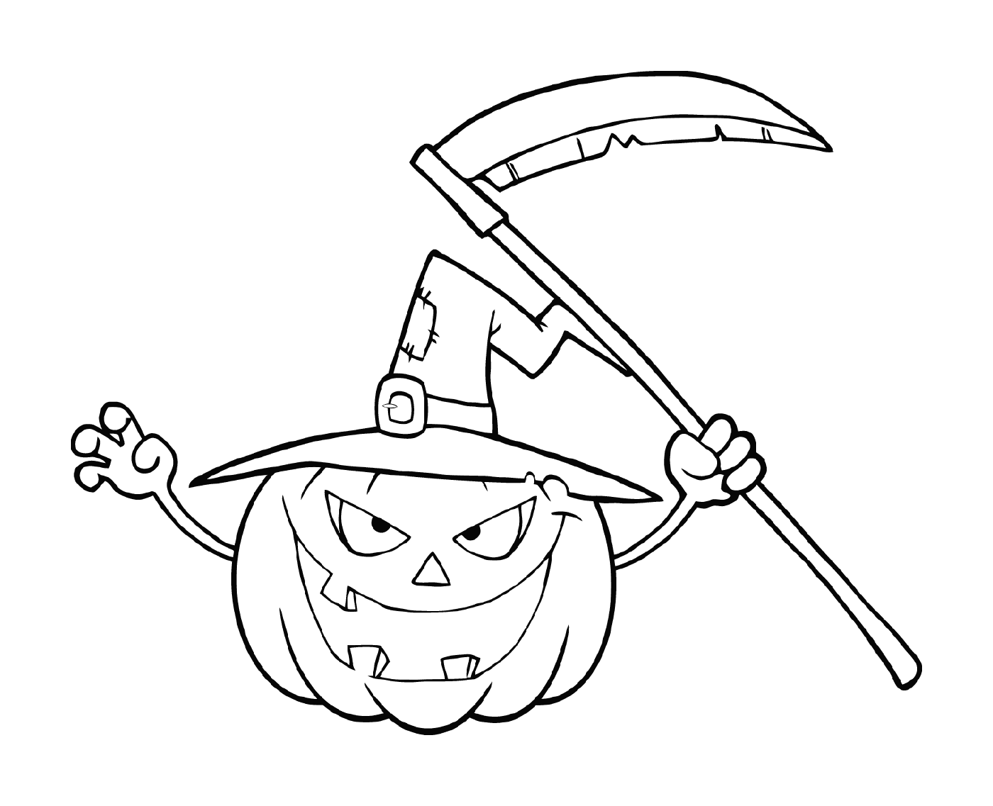   Citrouille Halloween avec un chapeau de sorcière 