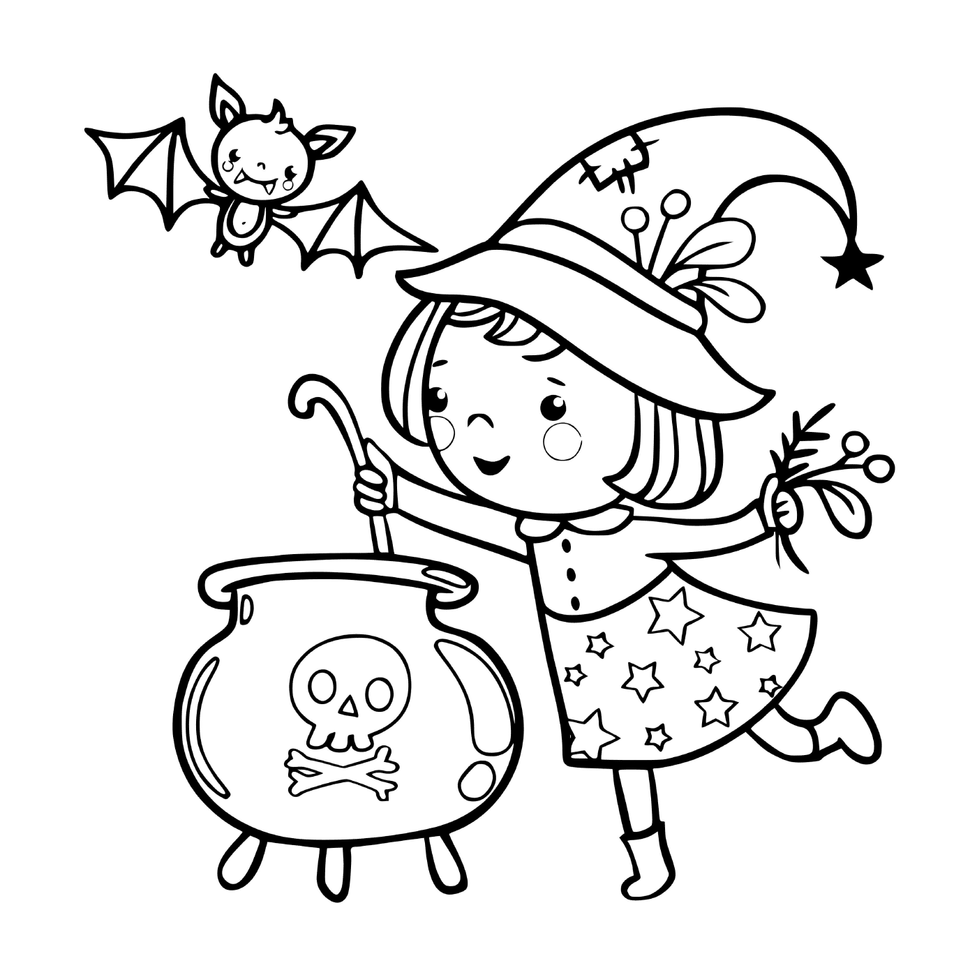   Petite sorcière prépare une soupe magique 