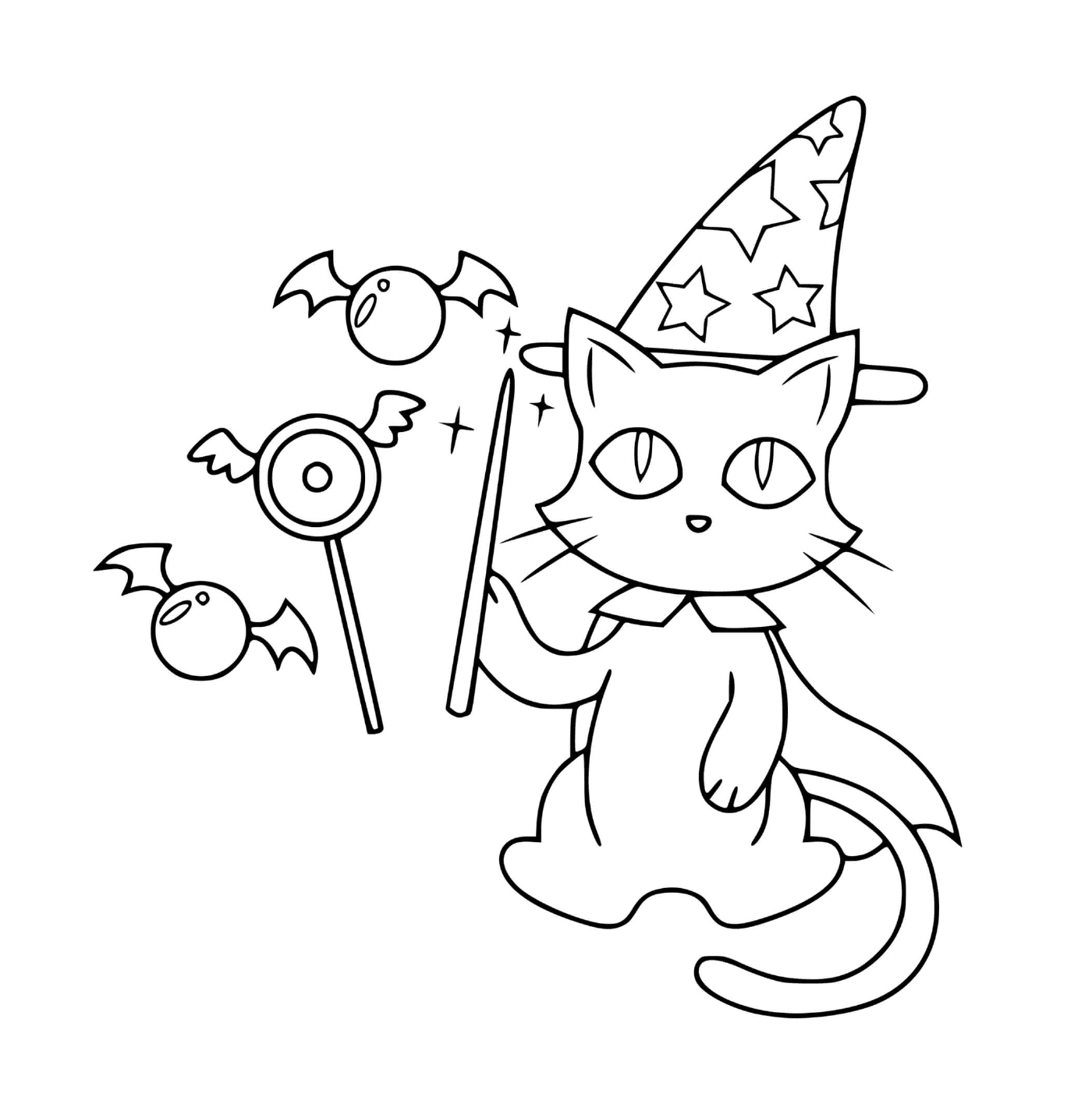   chat magicien déguisé en sorcière 
