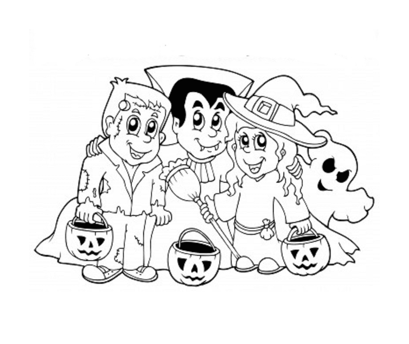   groupe d'enfants déguisés pour Halloween 