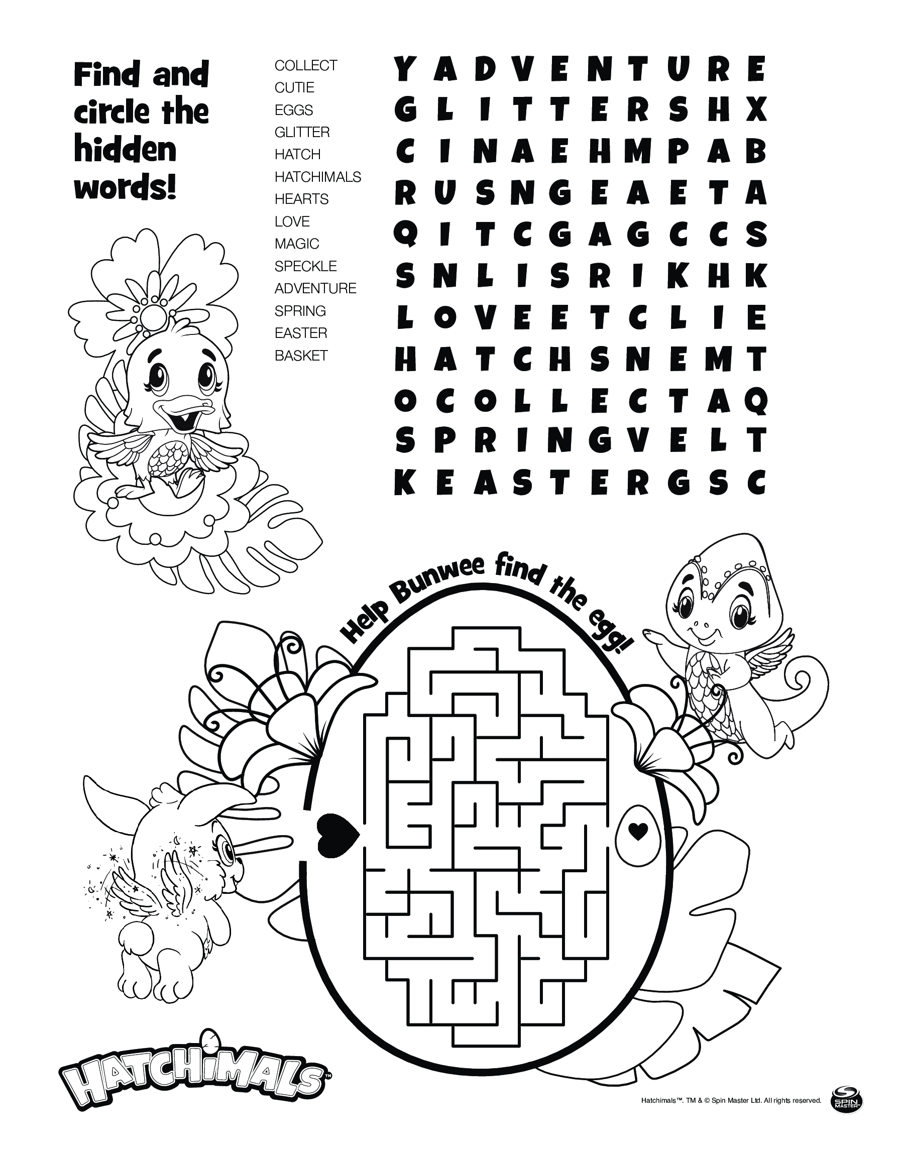   Hatchimals Puzzle Sheet, labyrinthe de Pâques 