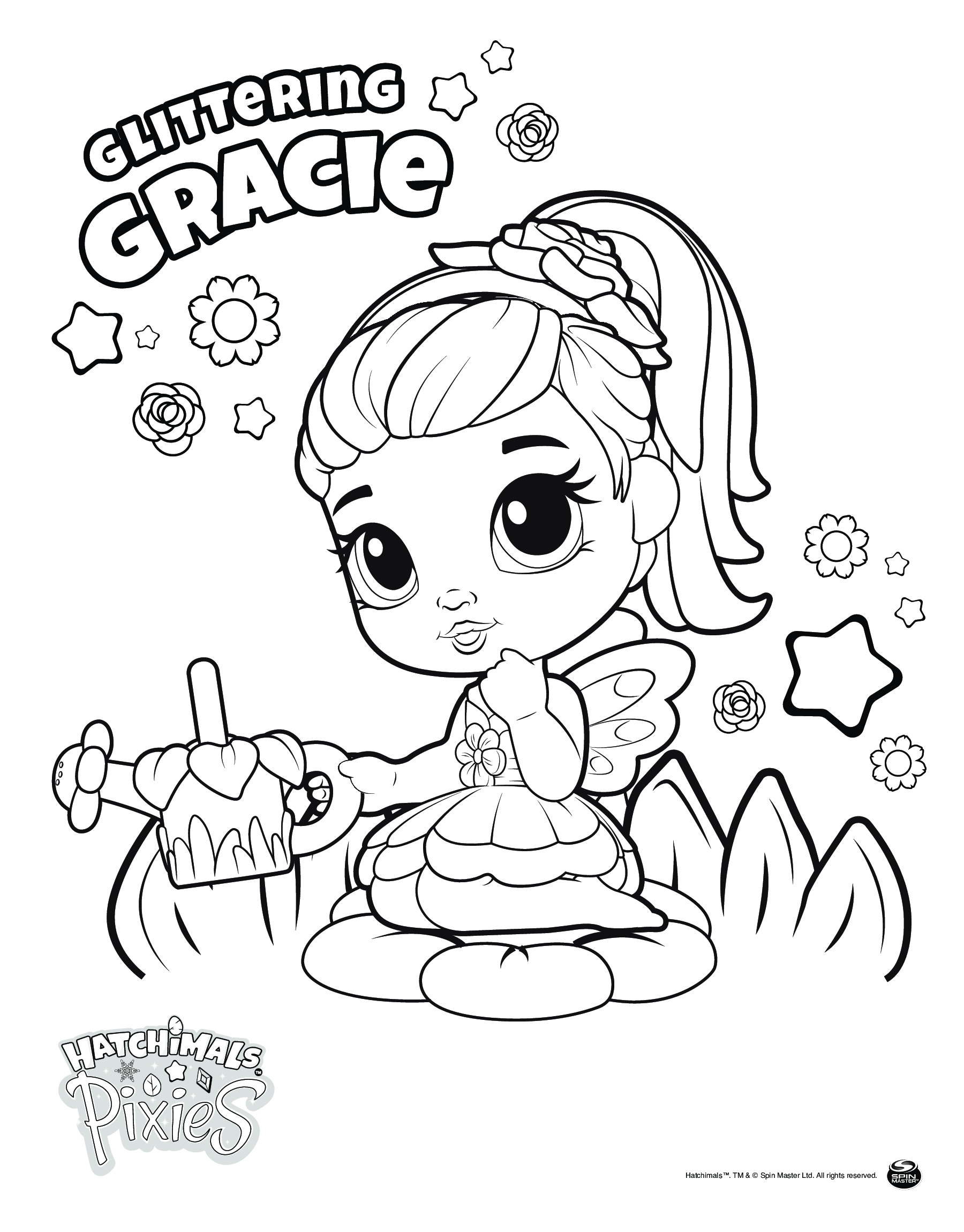   Hatchimals Pixies fille Gracie, fille avec cupcake 