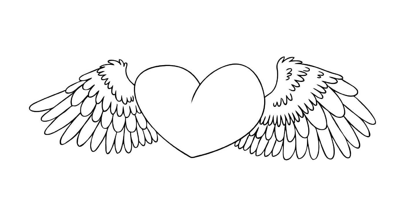   Cœur avec deux oiseaux, symbole d'amour 