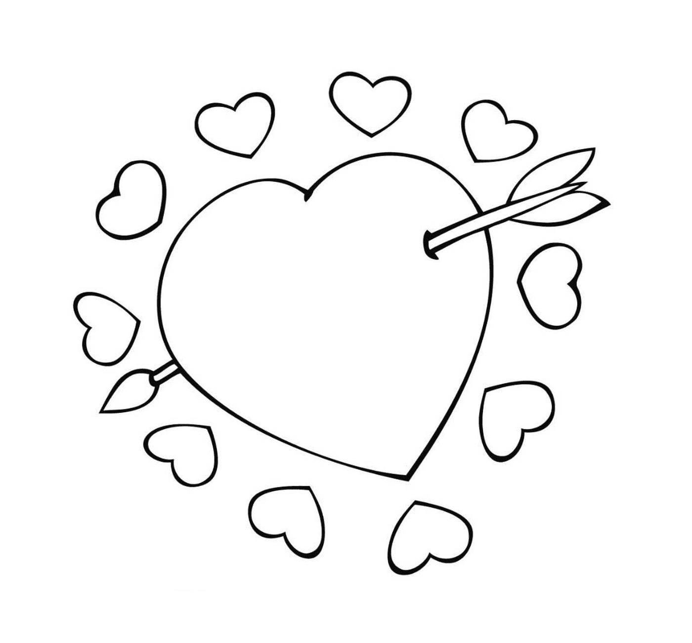   Cœur avec une flèche, symbole d'amour passionné 