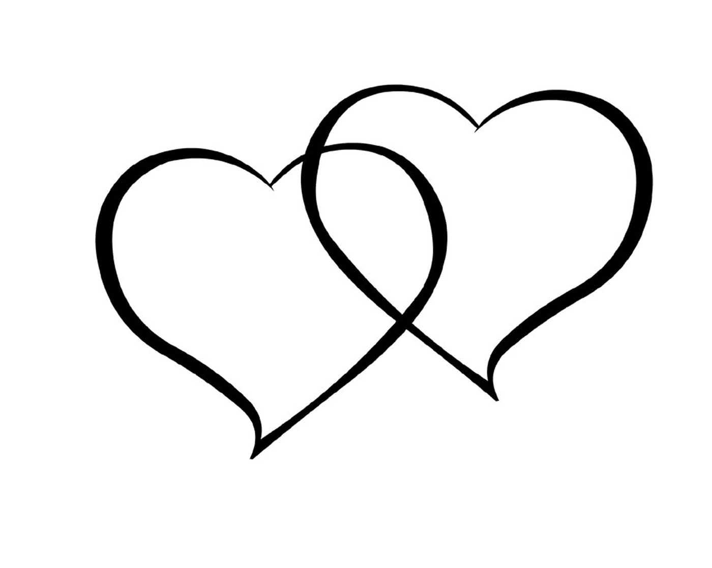   Deux cœurs dessinés à l'encre noire sur fond blanc 