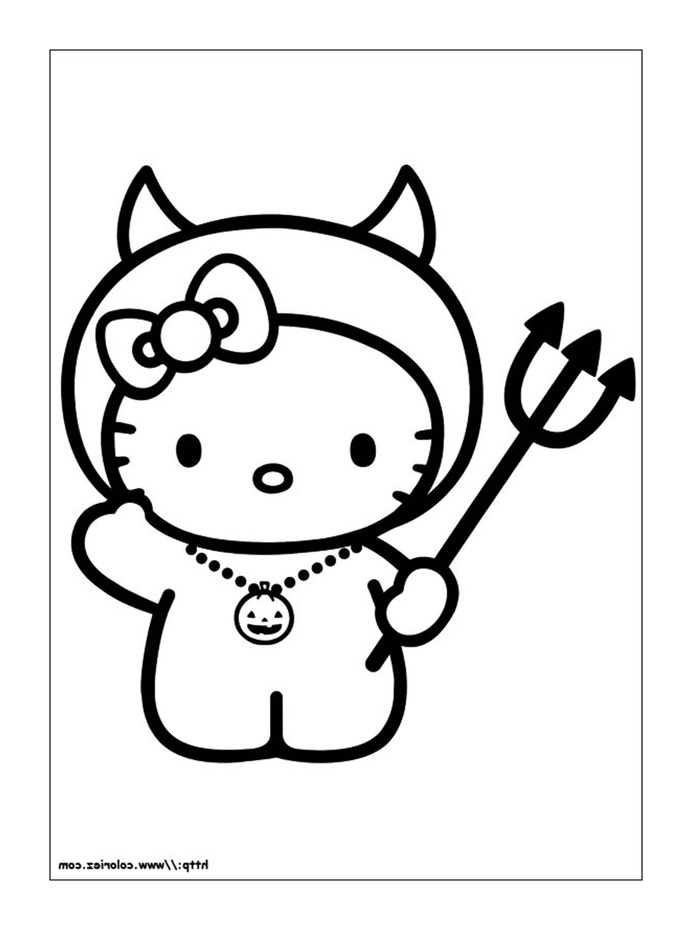   Hello Kitty avec des cornes et un collier 