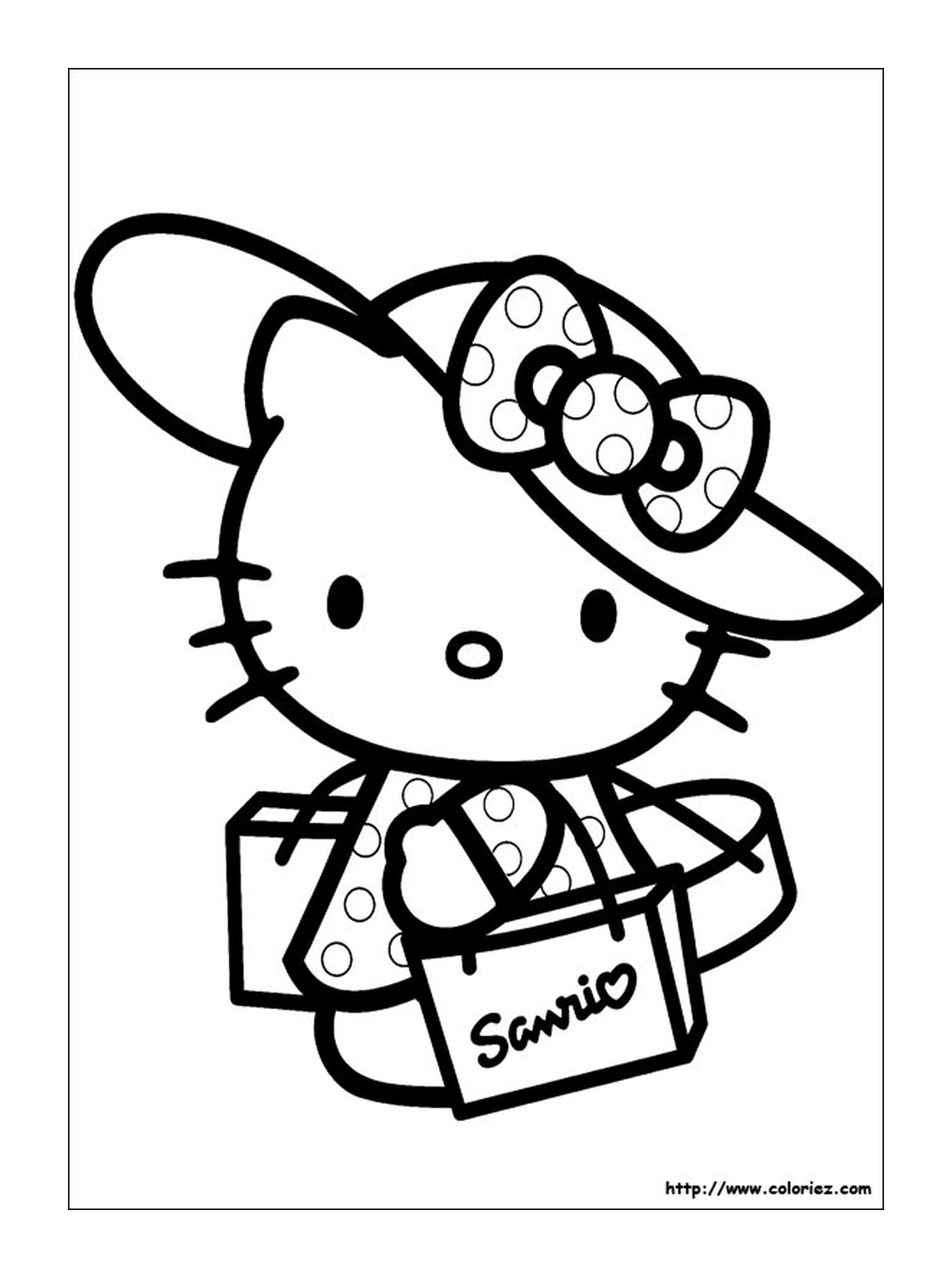   Hello Kitty avec un chapeau et un sac 