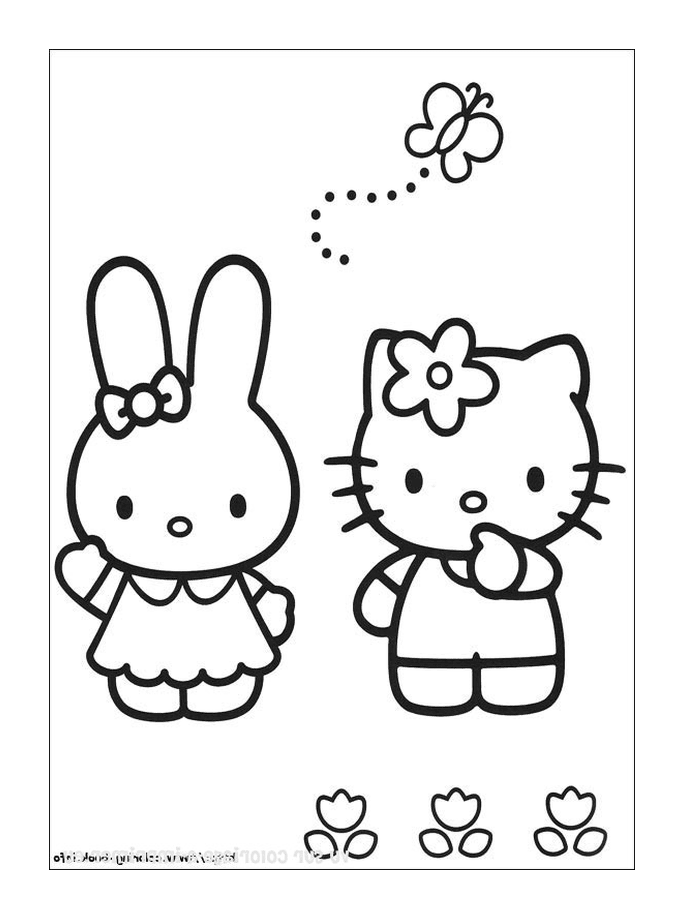   Hello Kitty et un lapin 