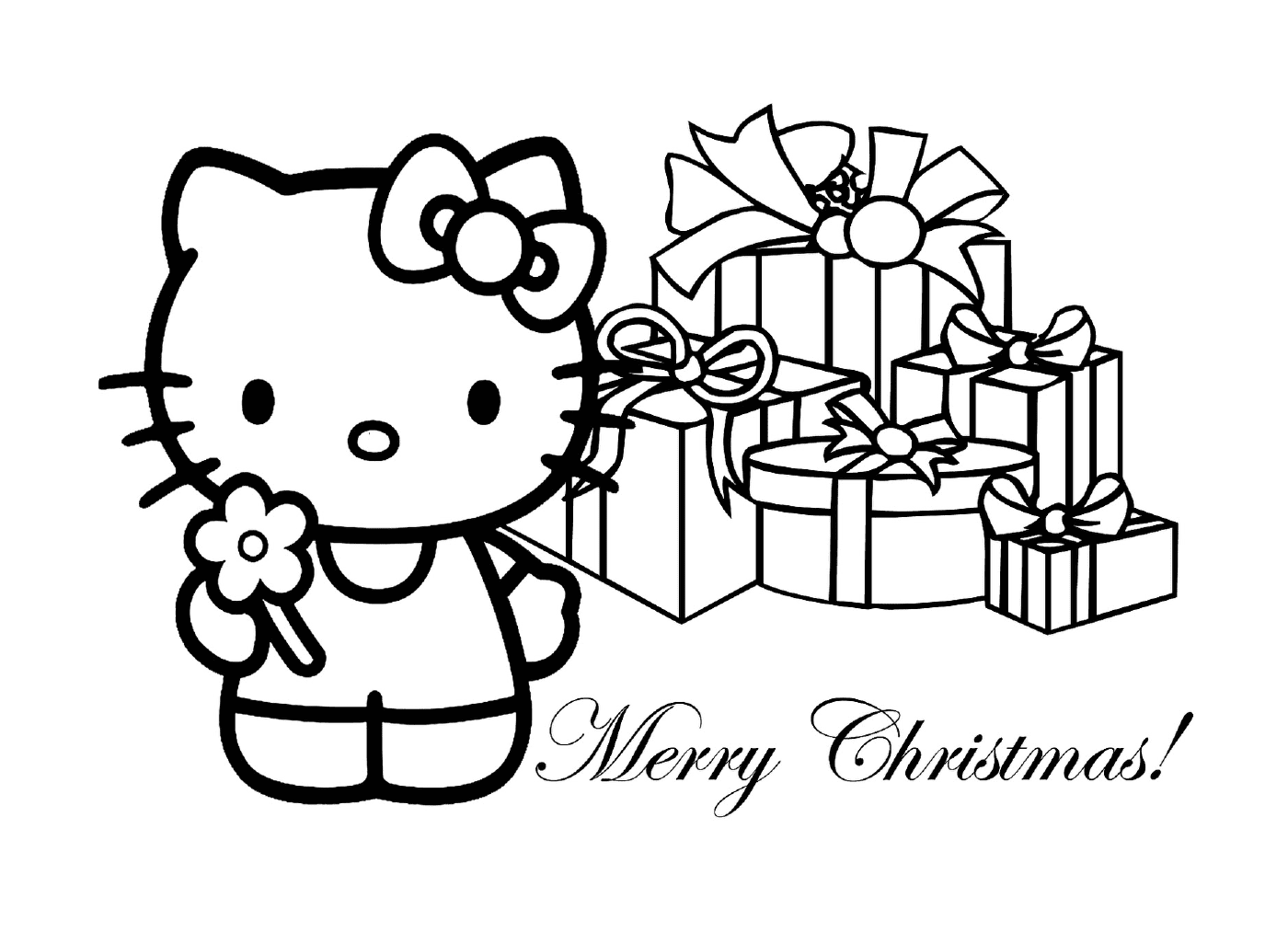   Hello Kitty fête de Noël avec des cadeaux 
