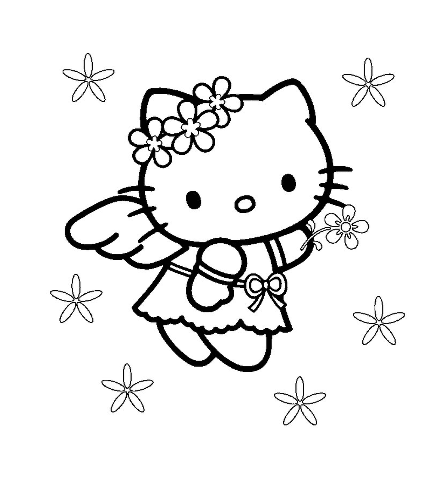   Hello Kitty avec une fleur 