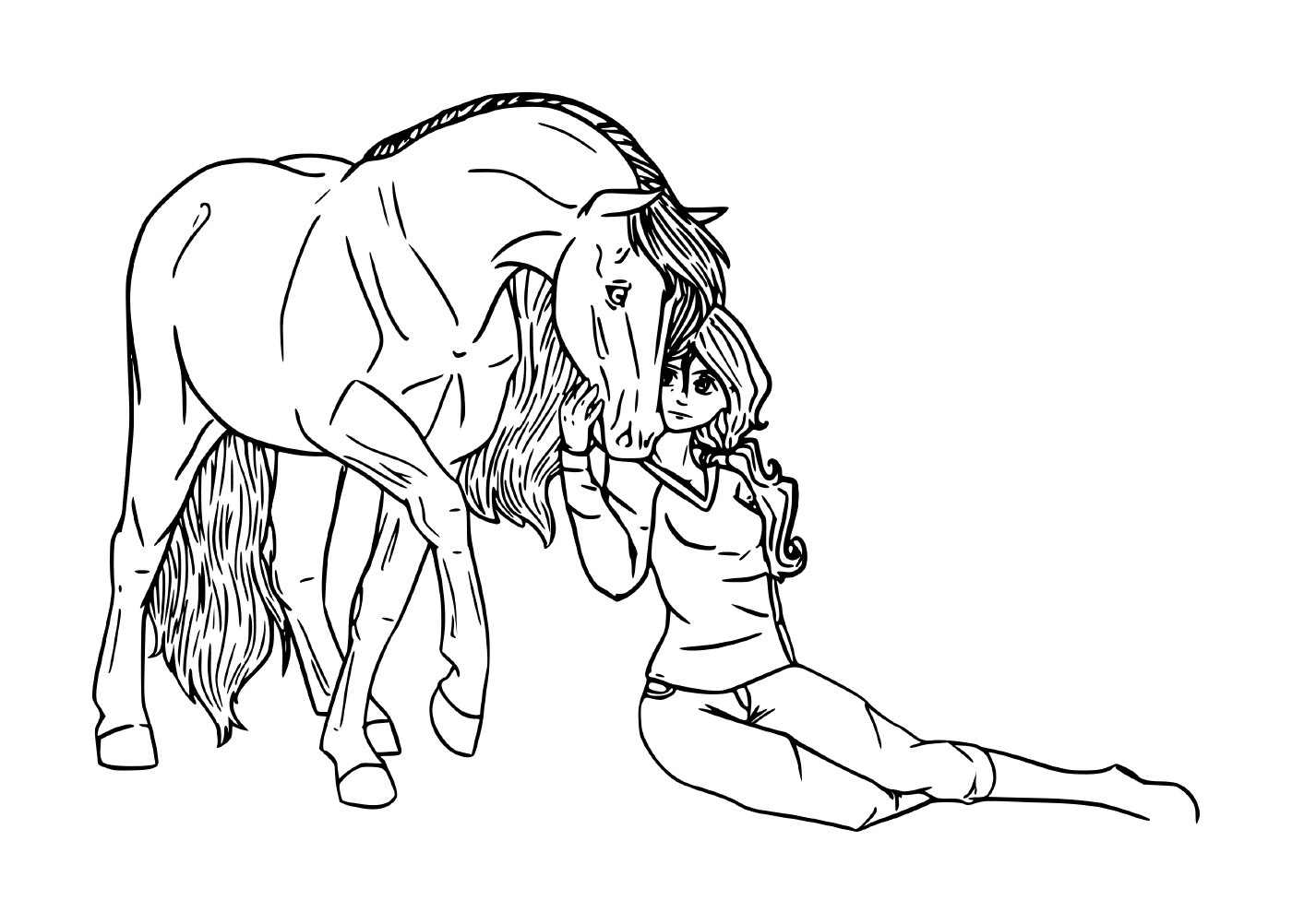   Jeune fille partageant une connexion spéciale avec son cheval 