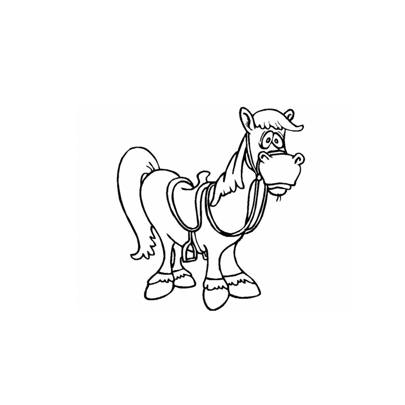   Cheval de dessin animé avec un harnais autour du cou 