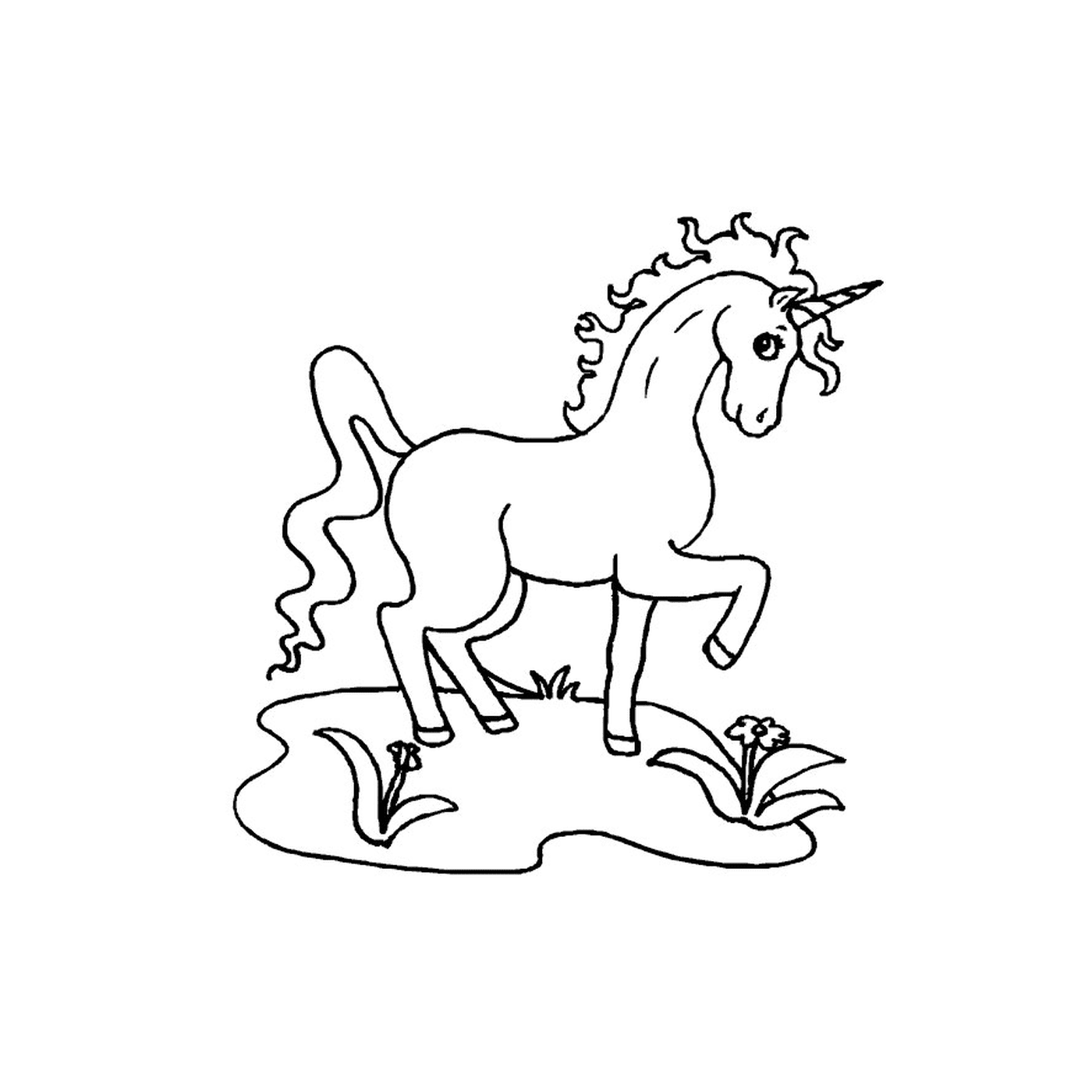   Licorne majestueuse se tenant dans l'herbe 