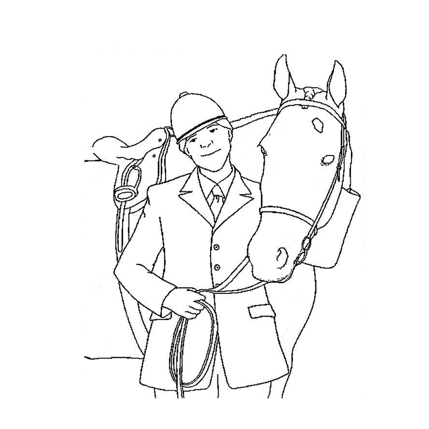   Cavalier sur cheval - Un homme et un cheval 