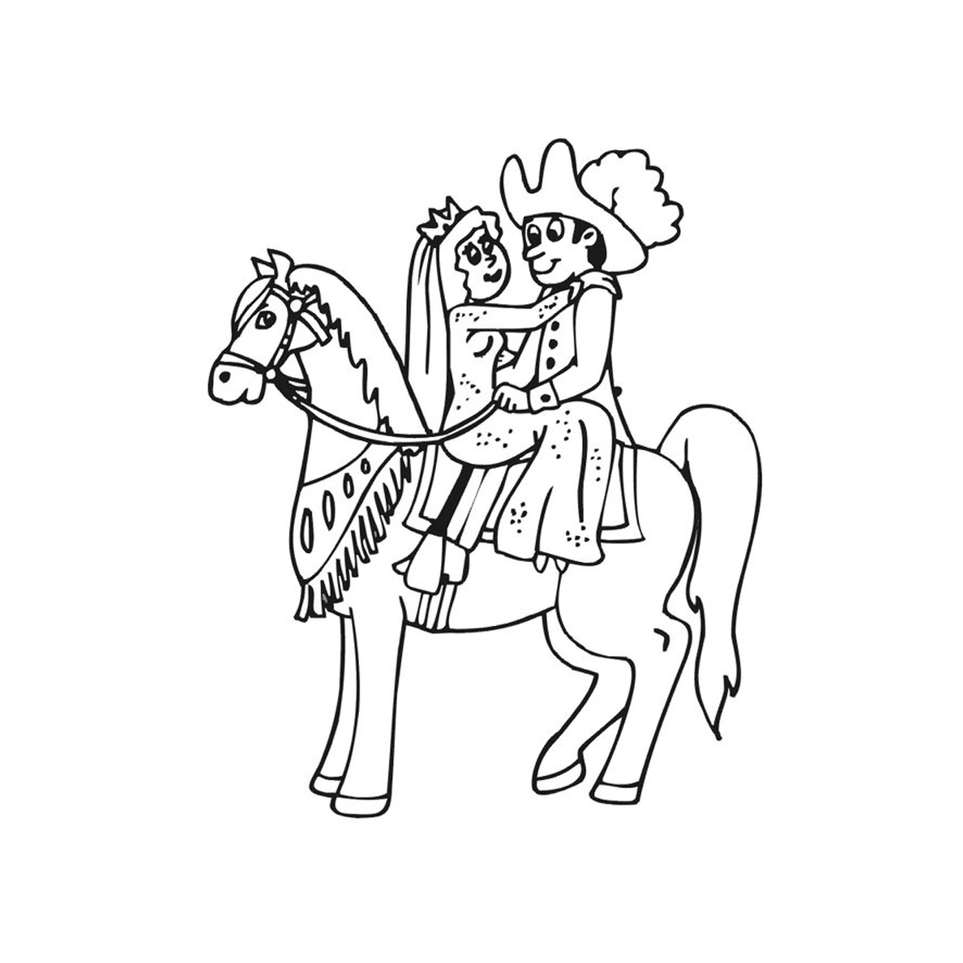   Cheval princesse - Un homme assis sur un cheval brun 