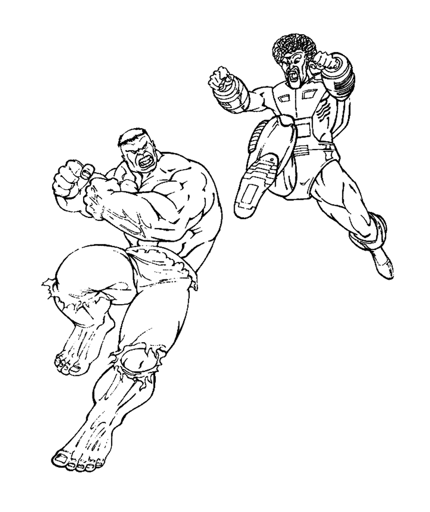   Hulk combattant un méchant 