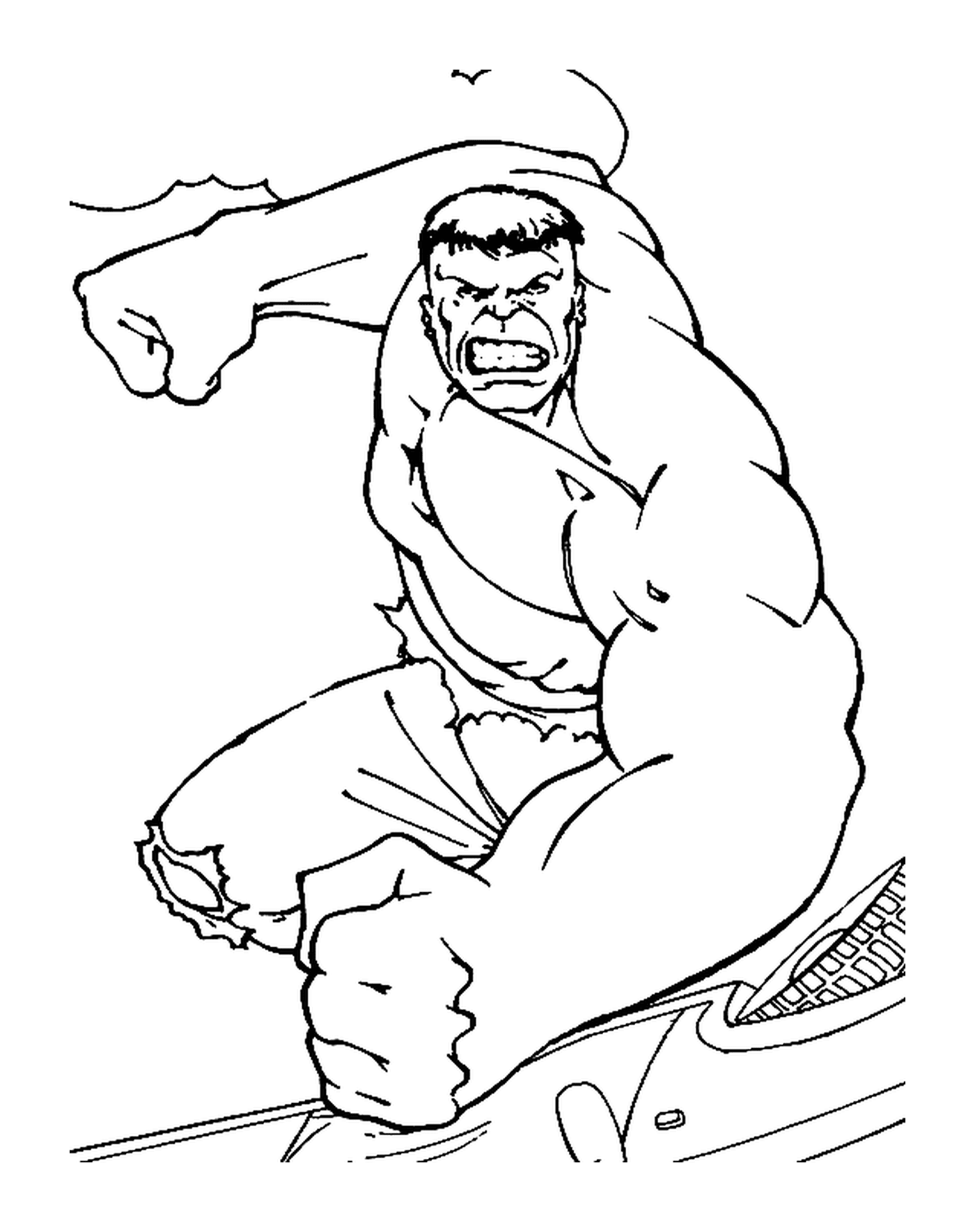   Hulk en colère contre une porte 