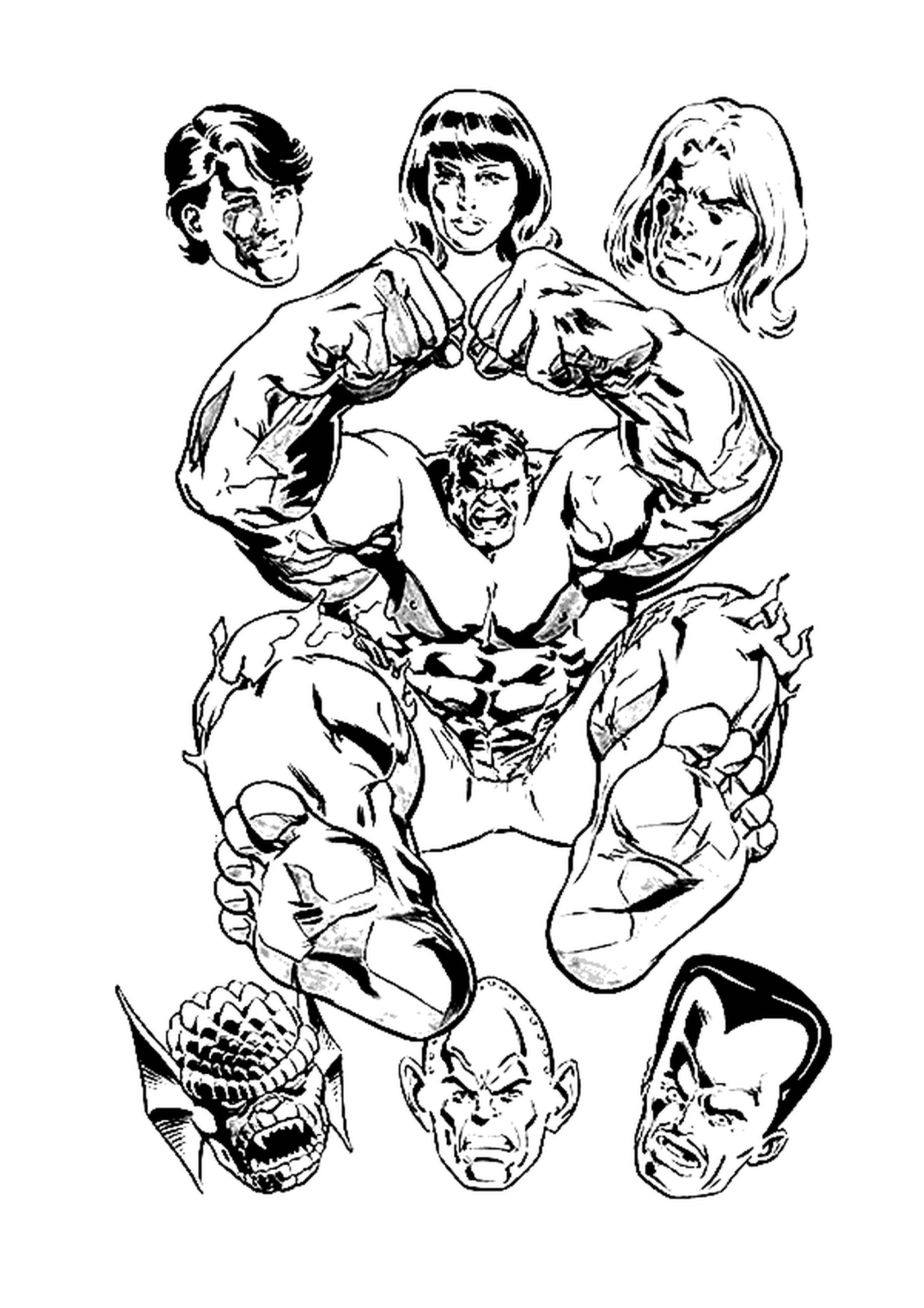   Hulk et les têtes de personnages 