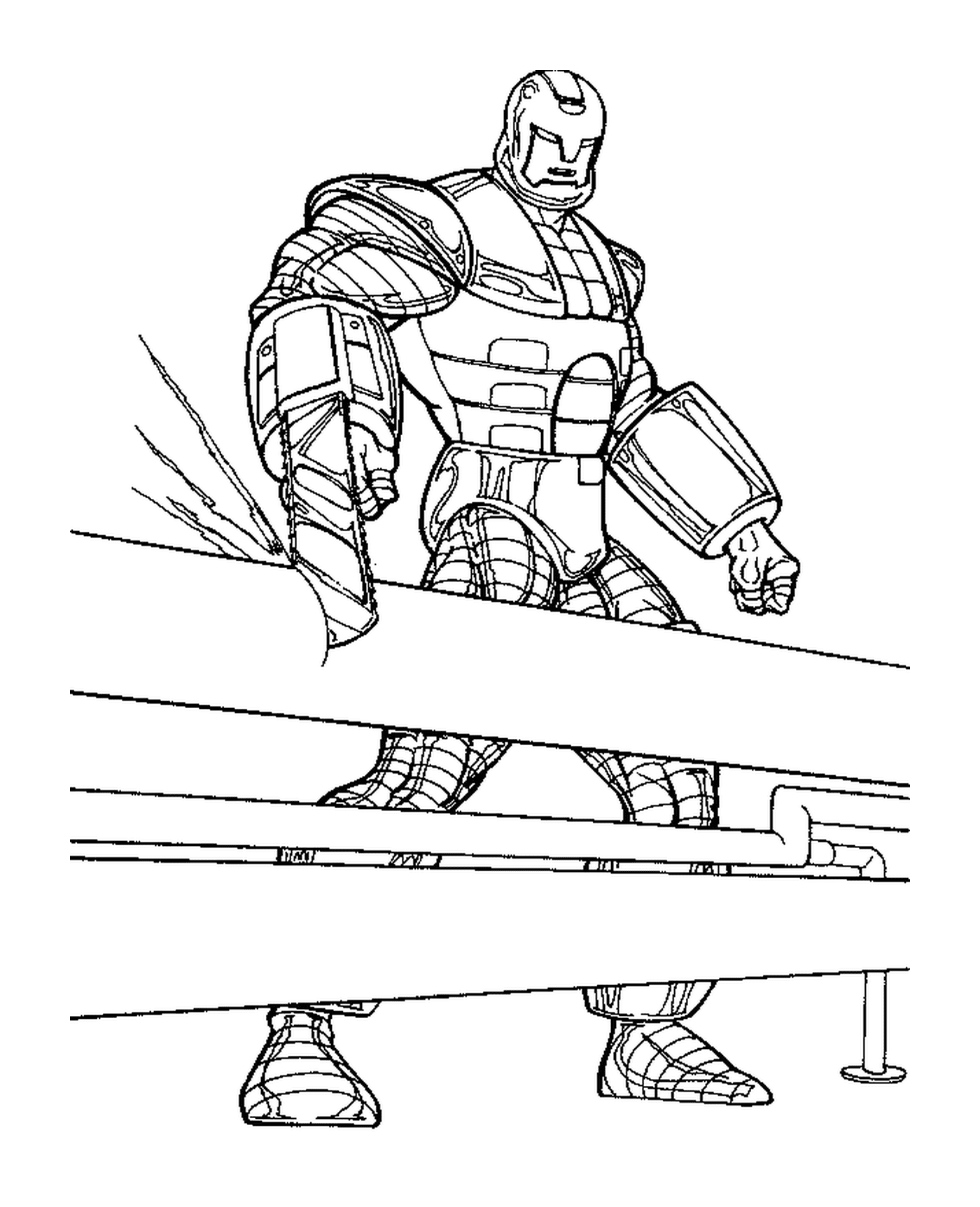   Iron Man debout sur une rampe 