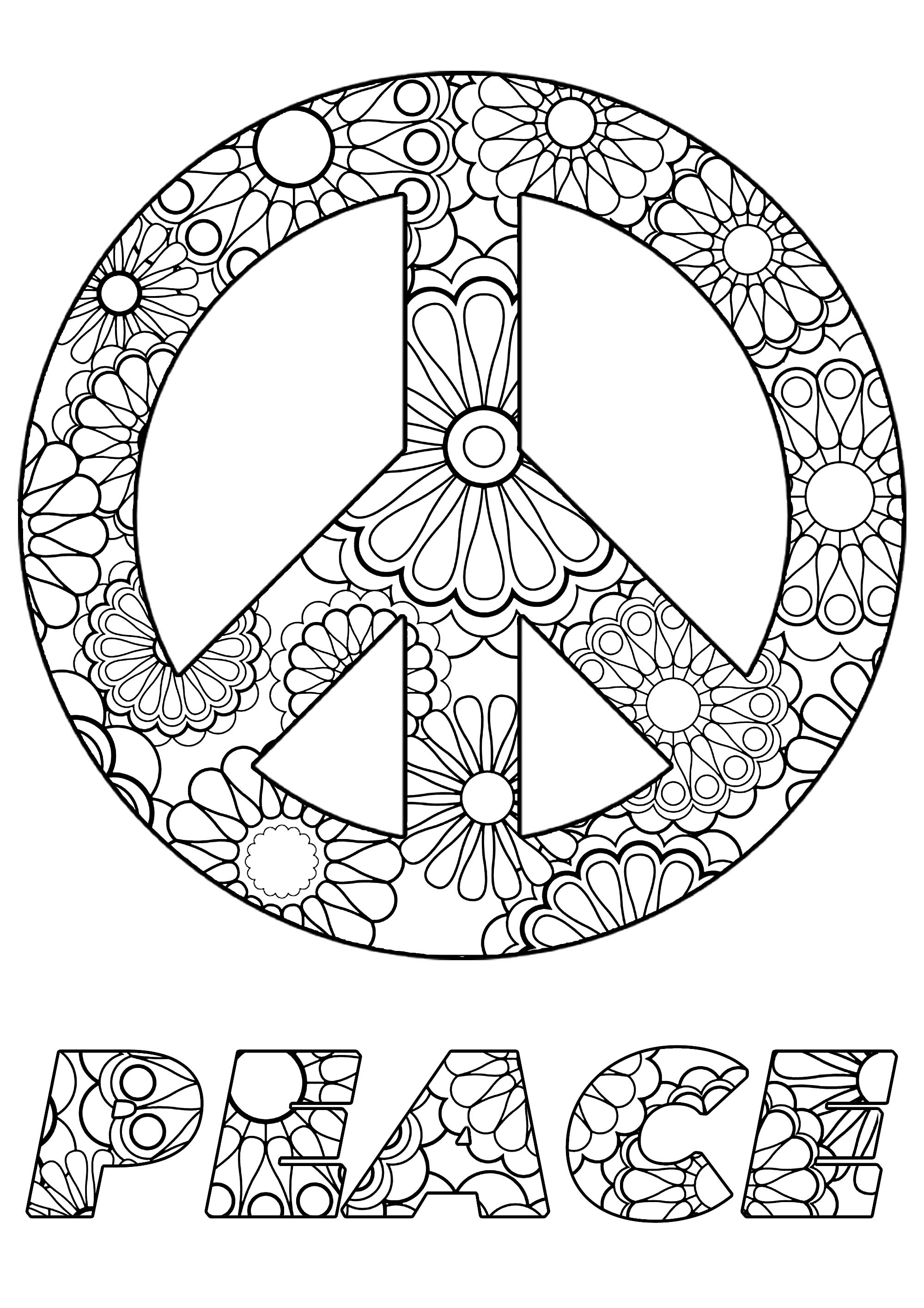   Symbole de paix avec des fleurs 