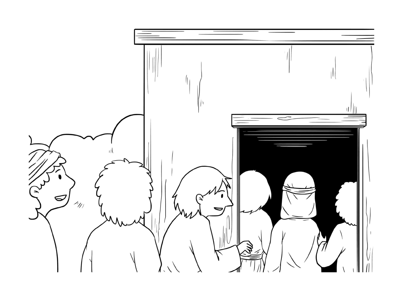   Groupe de personnes devant un bâtiment 